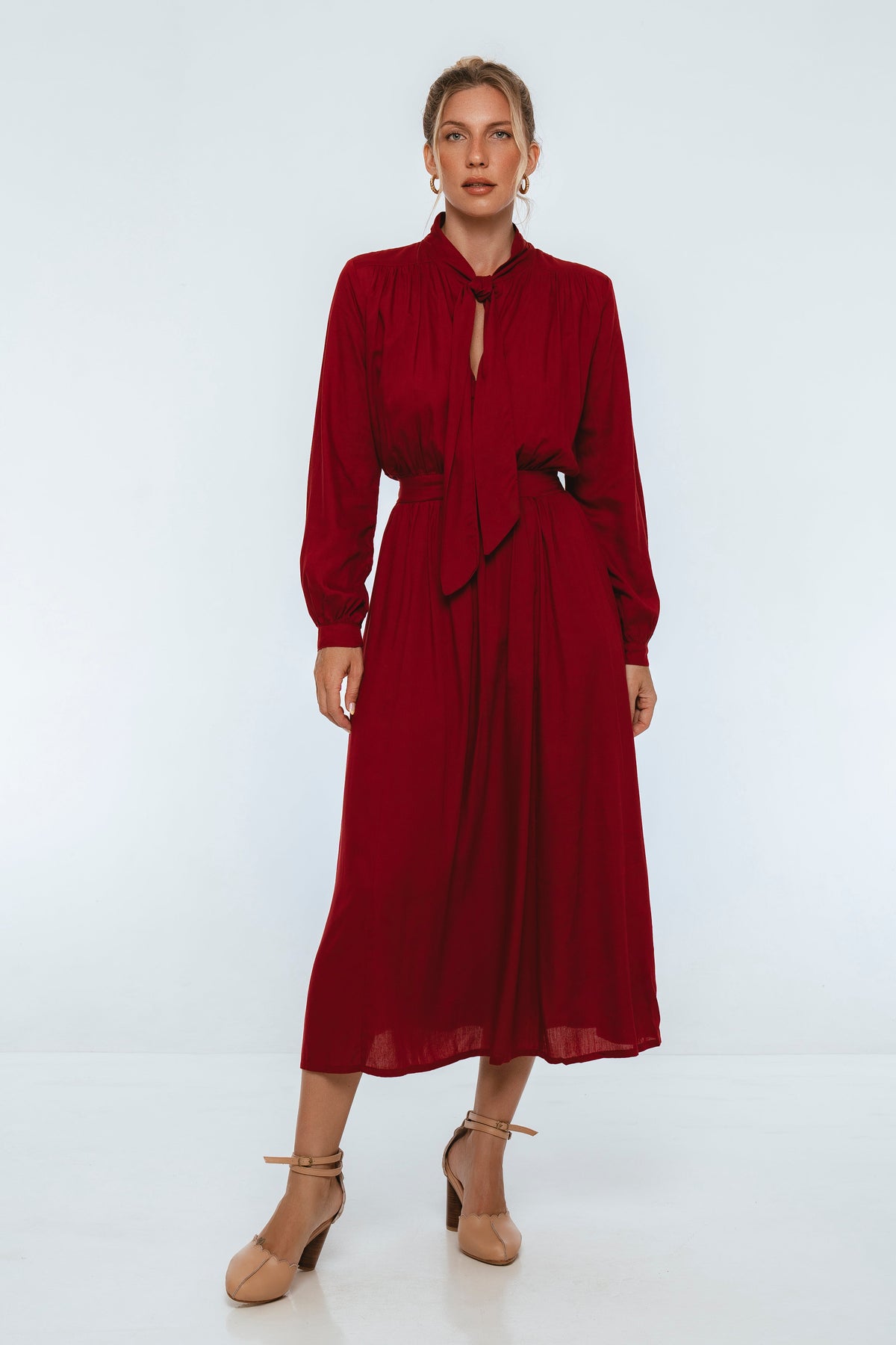 Evelina Long Sleeve Midi Dress-5