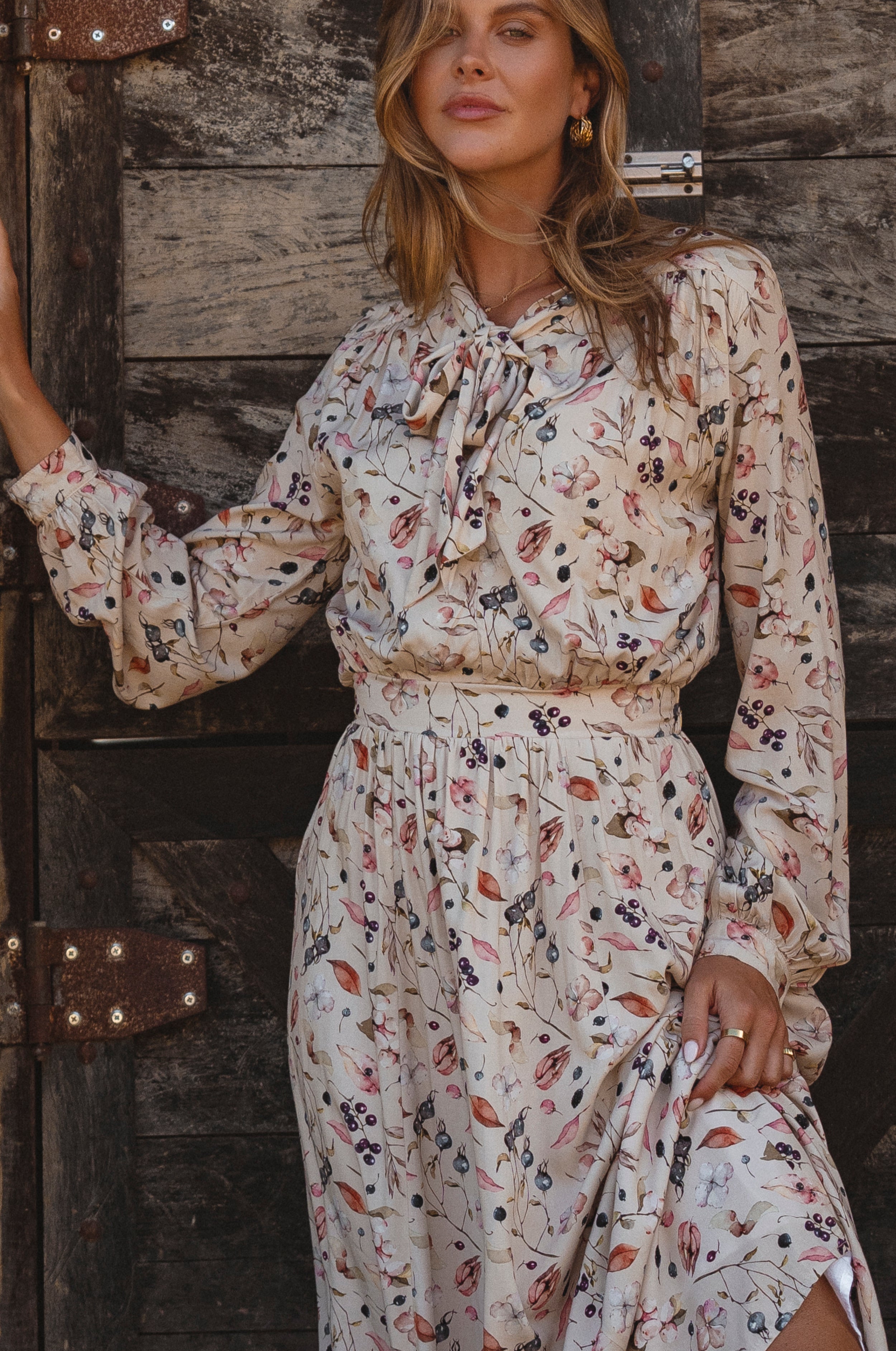 Evelina Long Sleeve Midi Dress-1