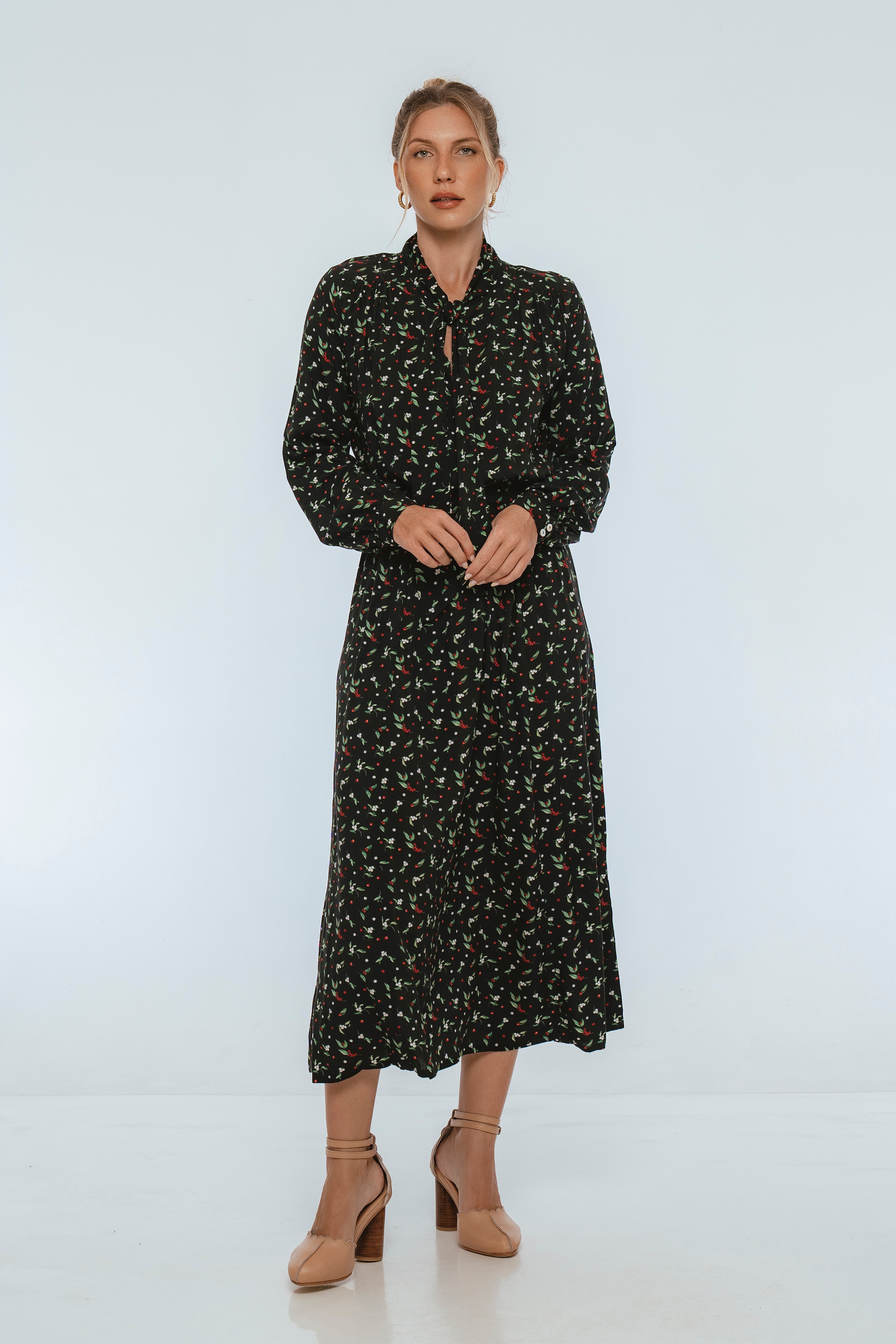 Evelina Long Sleeve Midi Dress-2