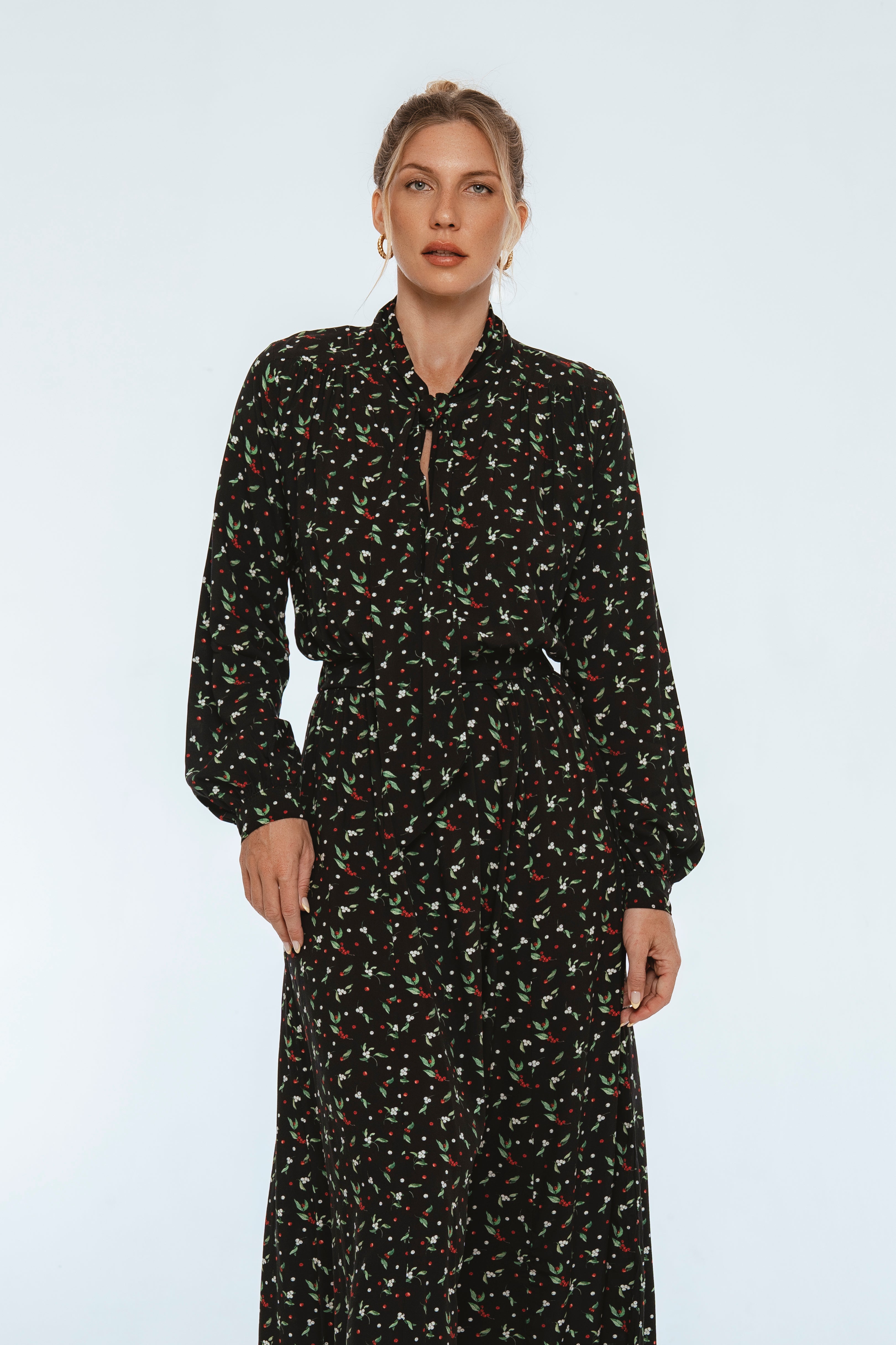 Evelina Long Sleeve Midi Dress-3