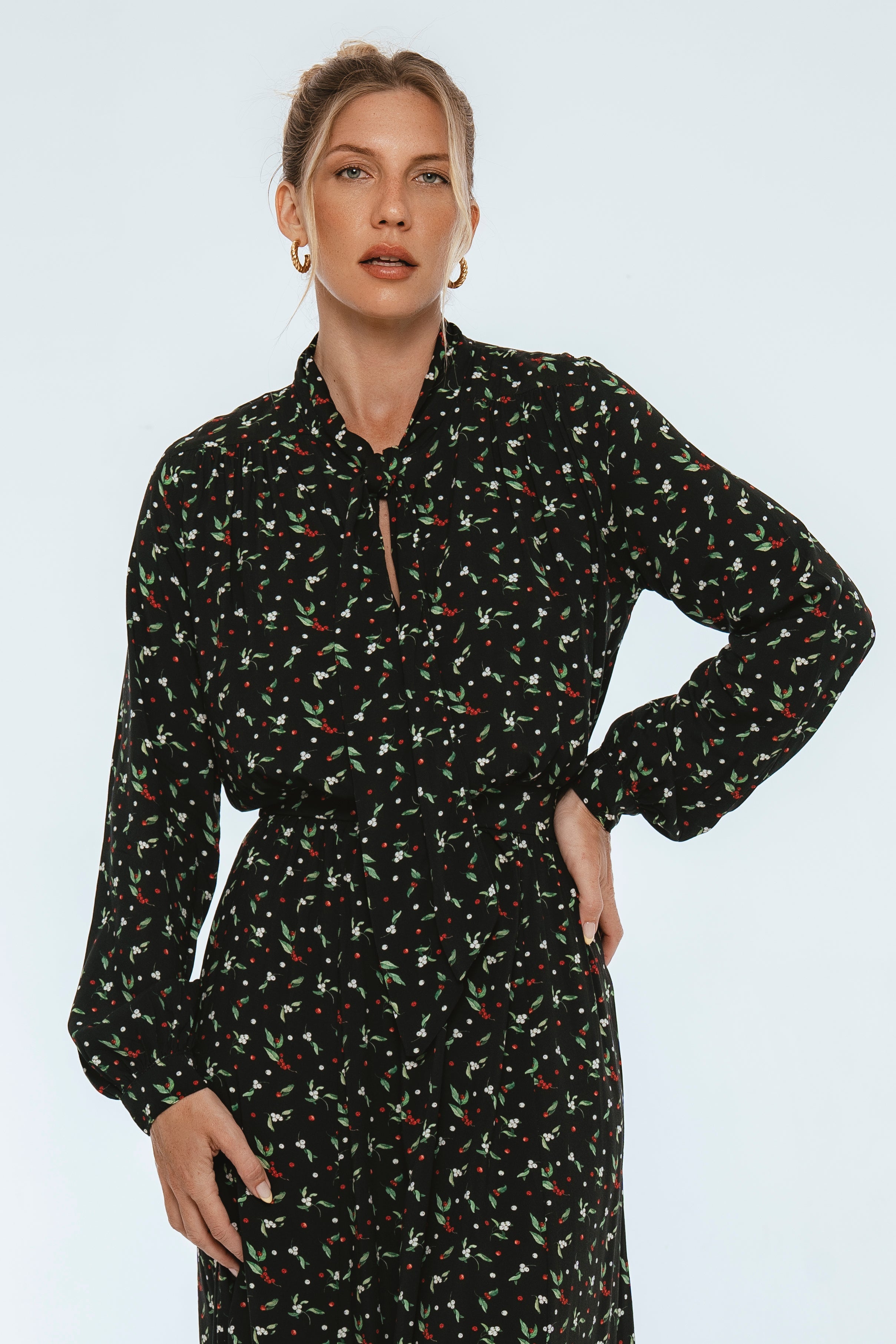 Evelina Long Sleeve Midi Dress-4
