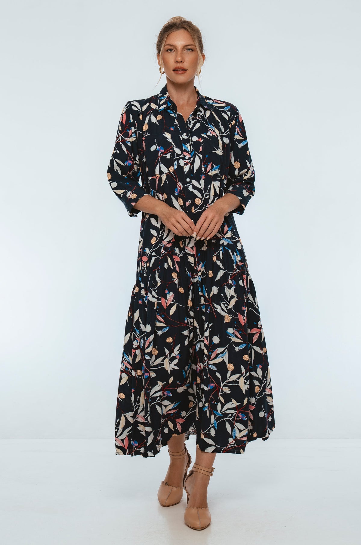Evelina Long Sleeve Midi Dress-2