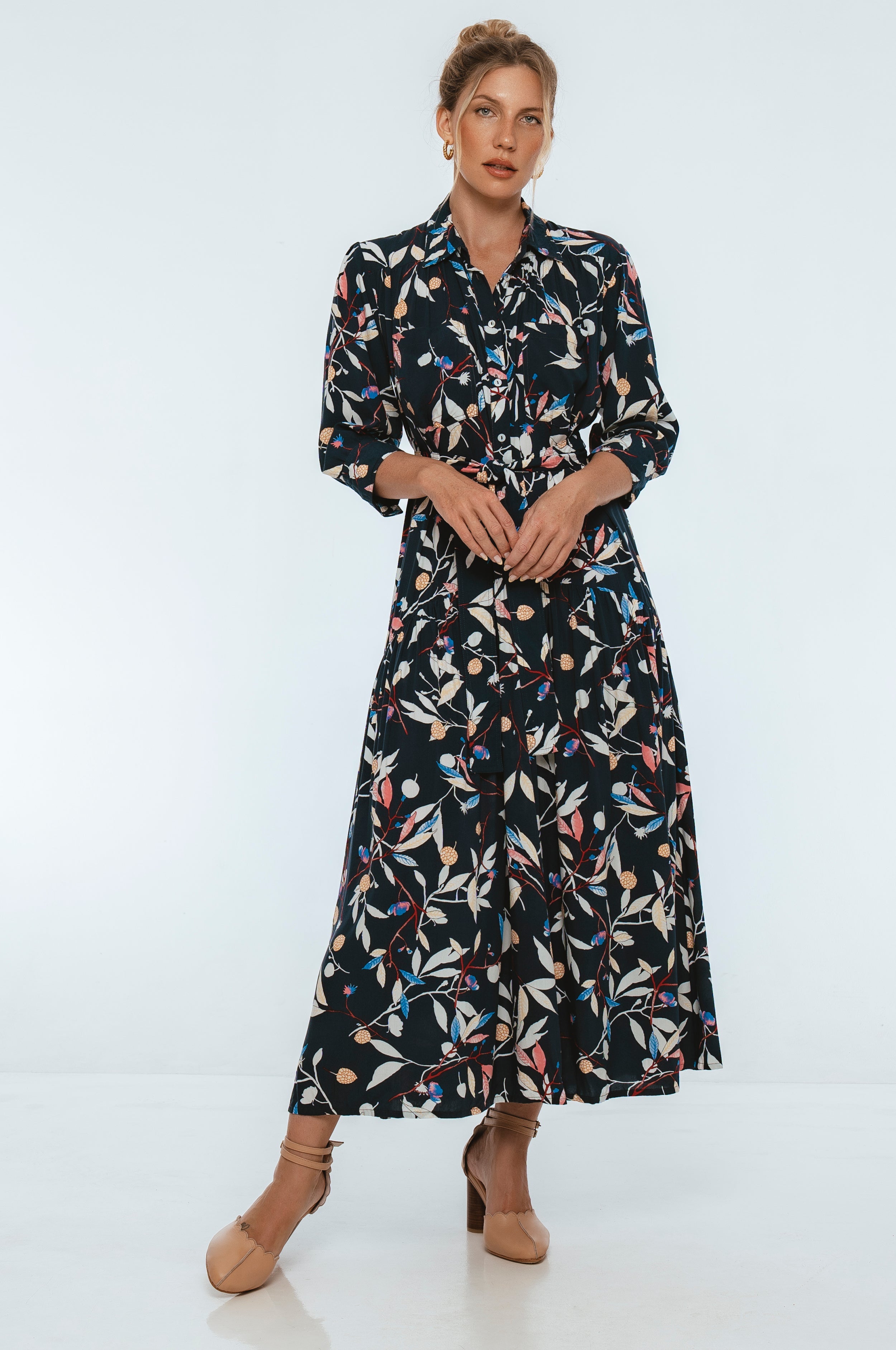 Evelina Long Sleeve Midi Dress-7