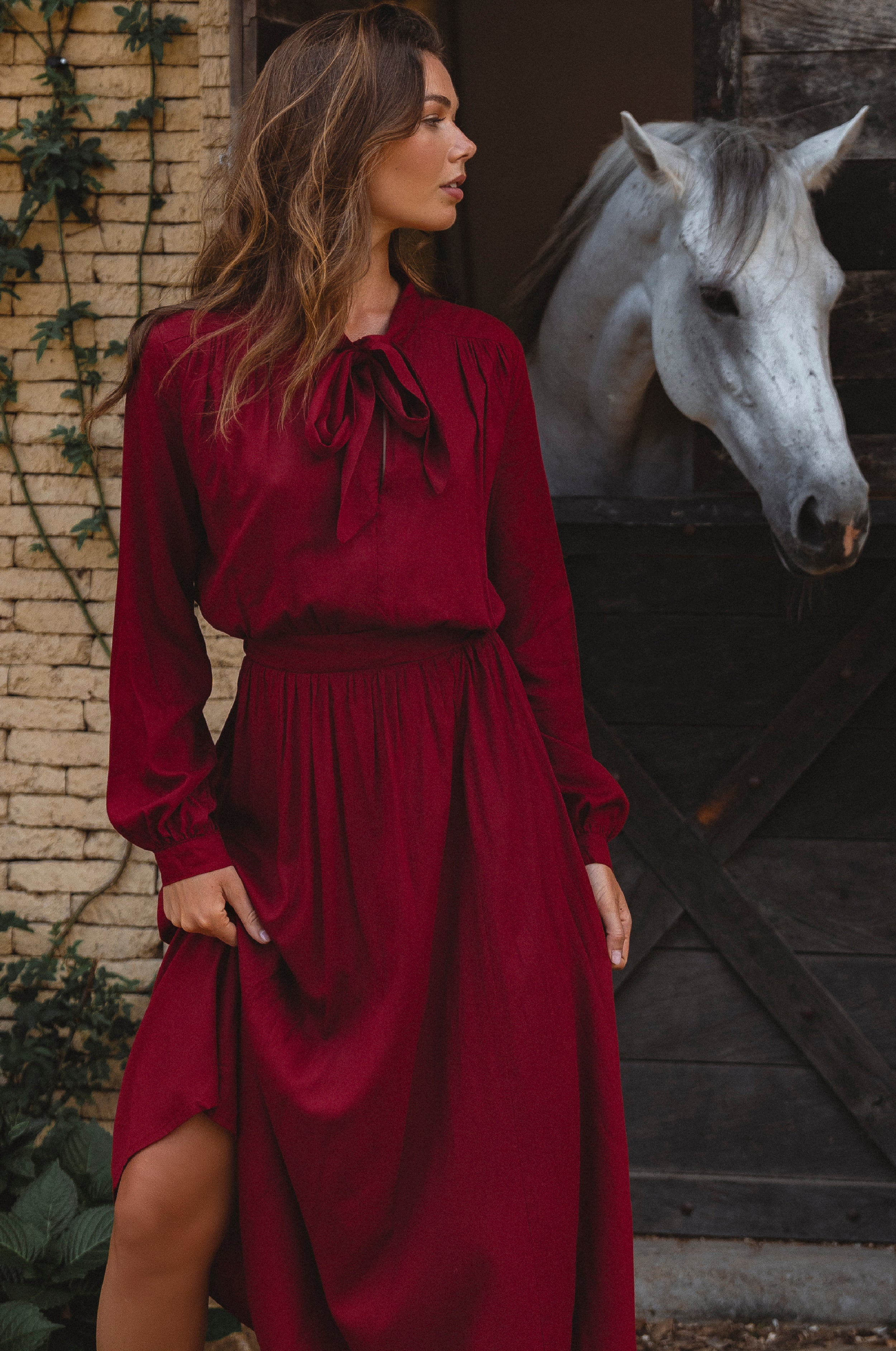 Evelina Long Sleeve Midi Dress-2