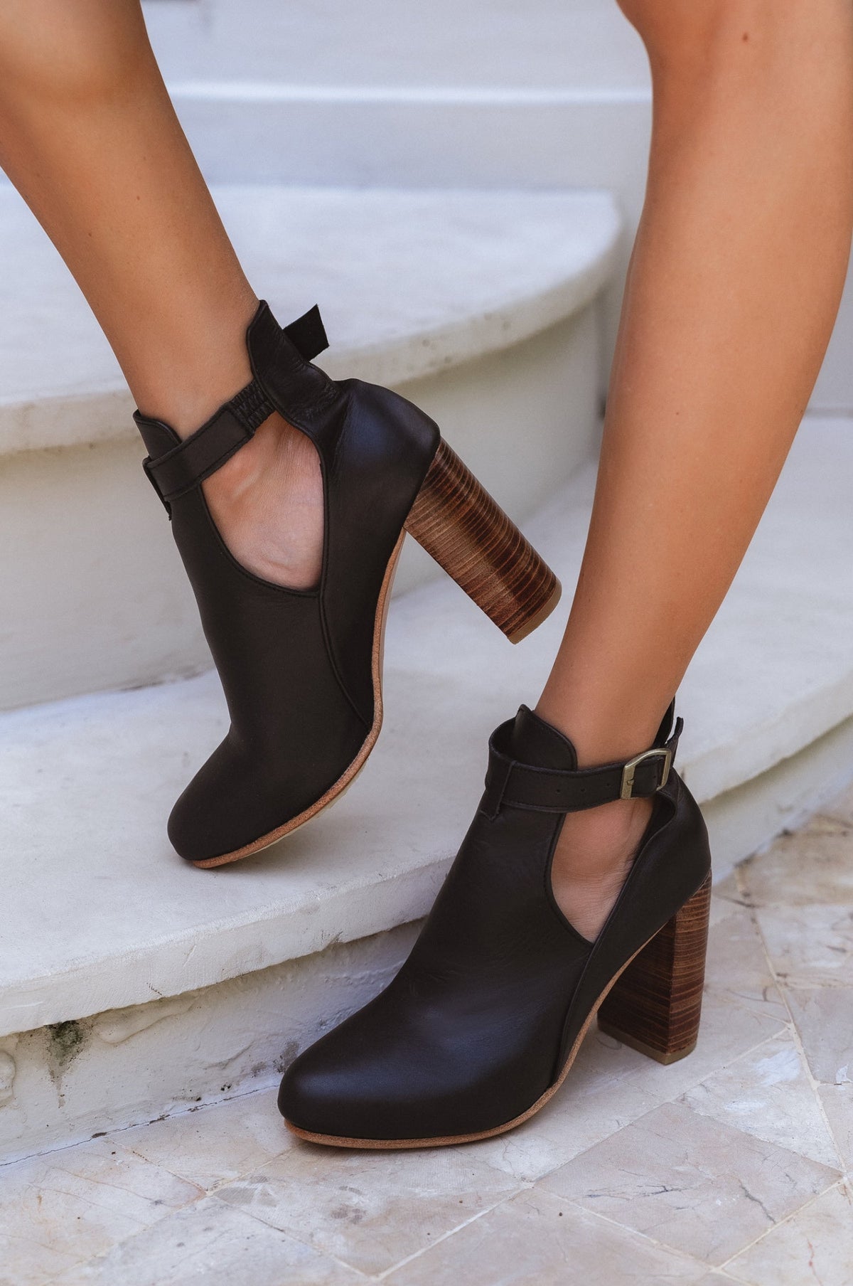 Everlast Wooden Heel Leather Booties-0