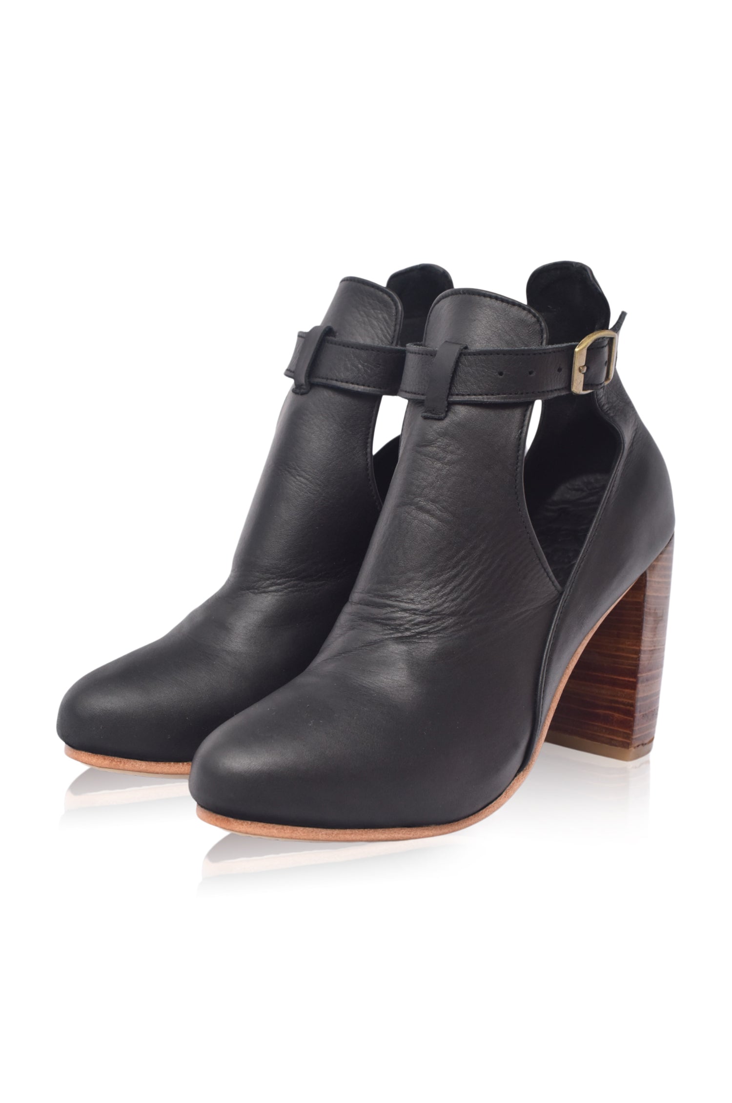Everlast Wooden Heel Leather Booties-2