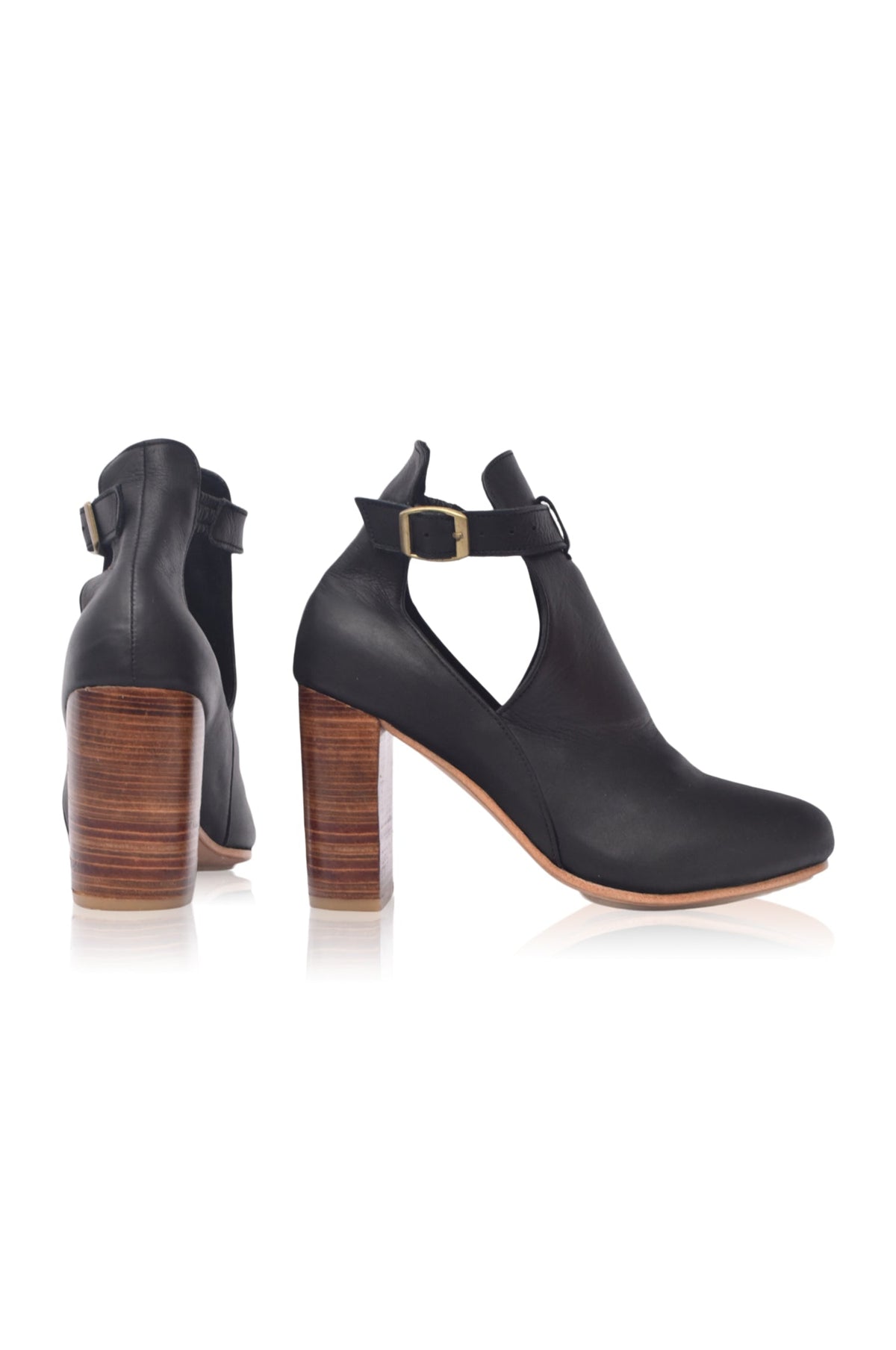 Everlast Wooden Heel Leather Booties-3