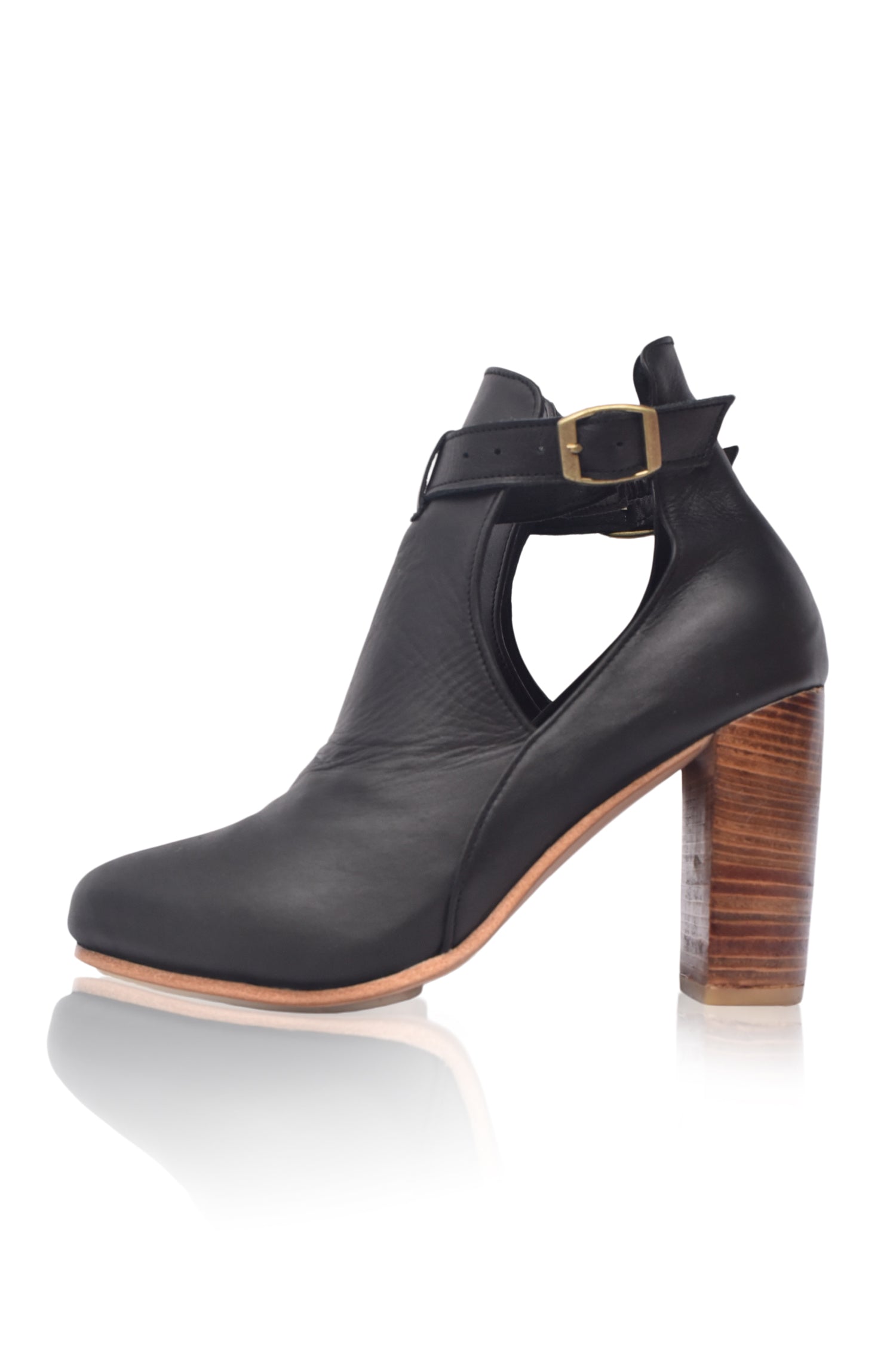 Everlast Wooden Heel Leather Booties-5