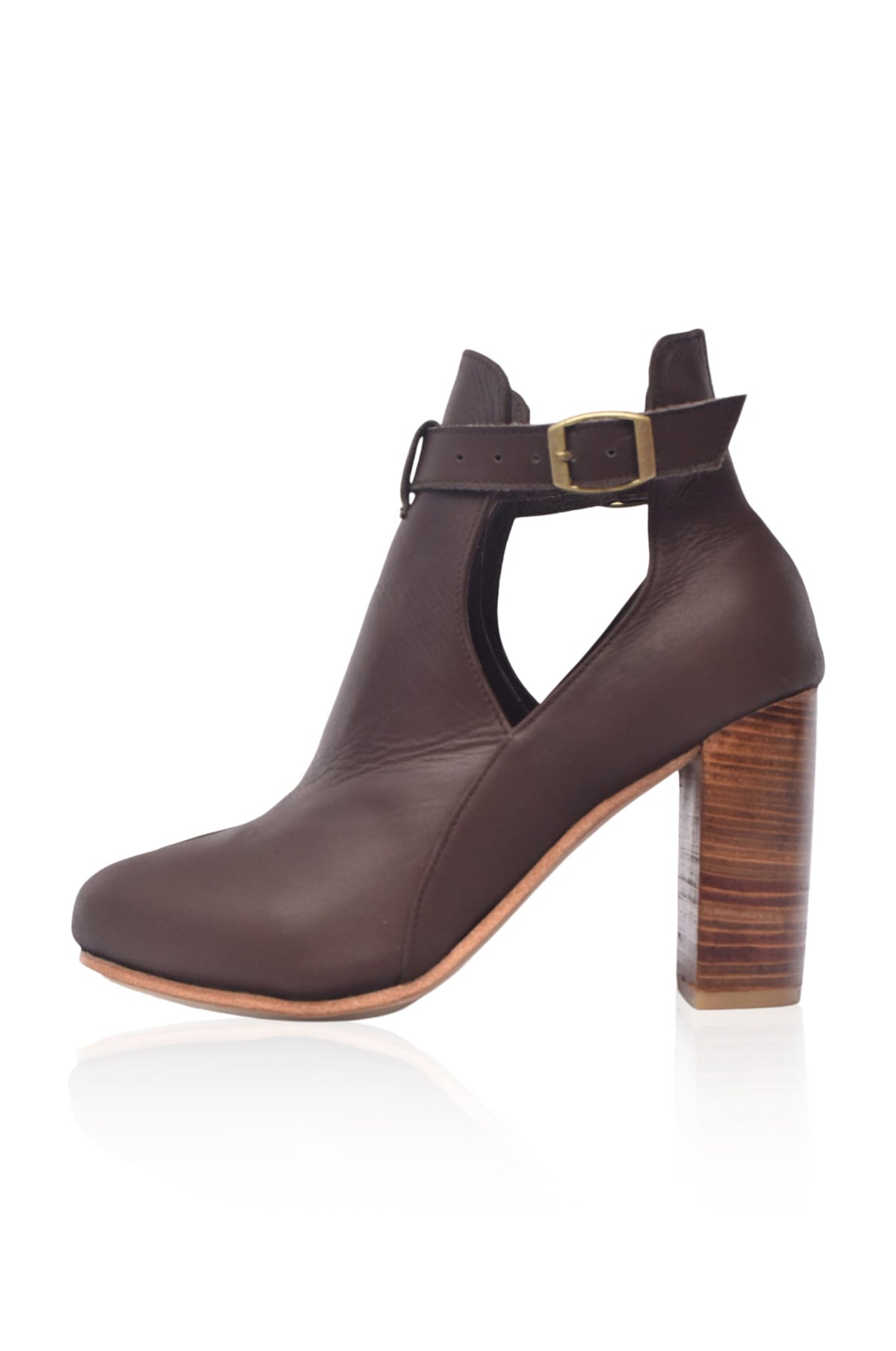 Everlast Wooden Heel Leather Booties-4