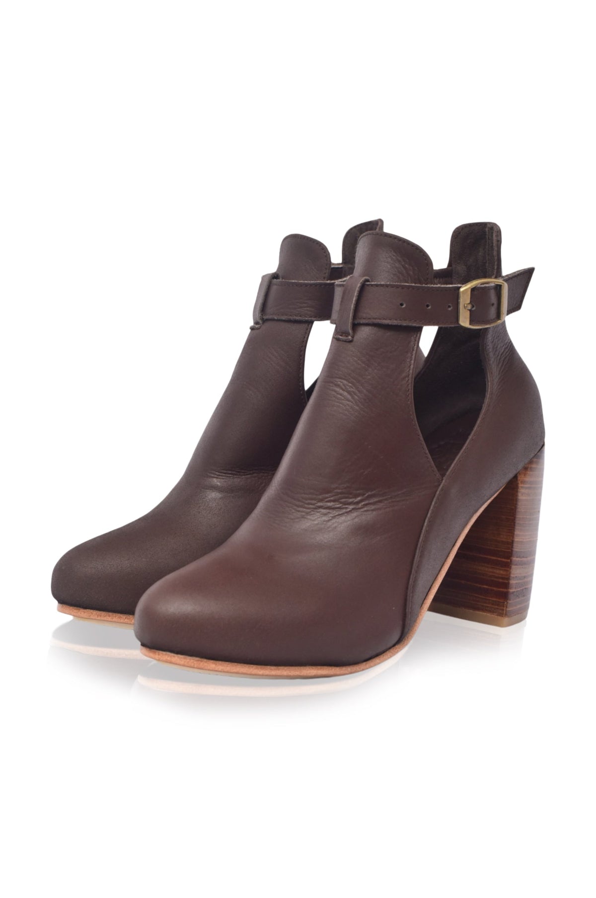 Everlast Wooden Heel Leather Booties-2