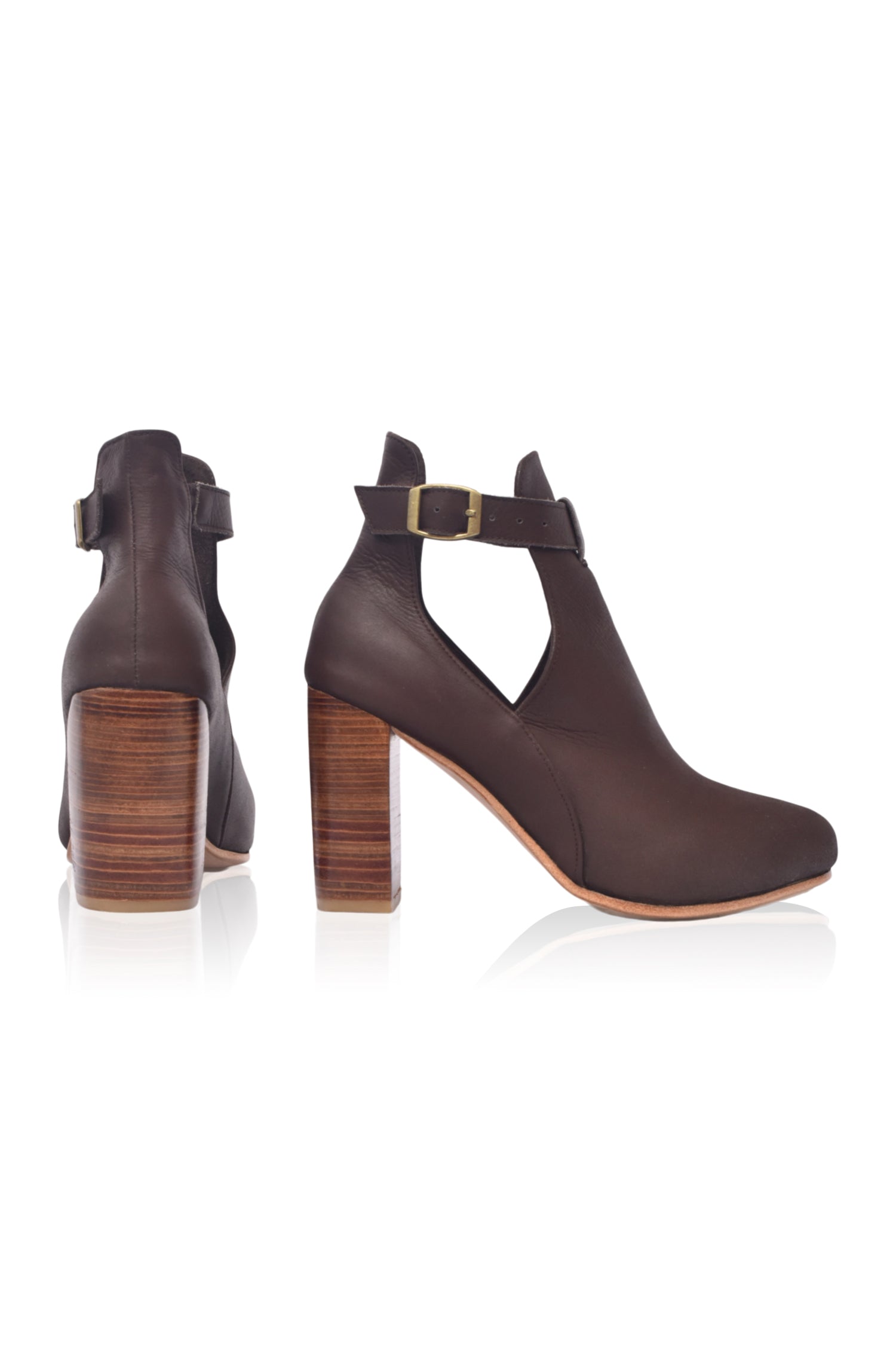 Everlast Wooden Heel Leather Booties-3