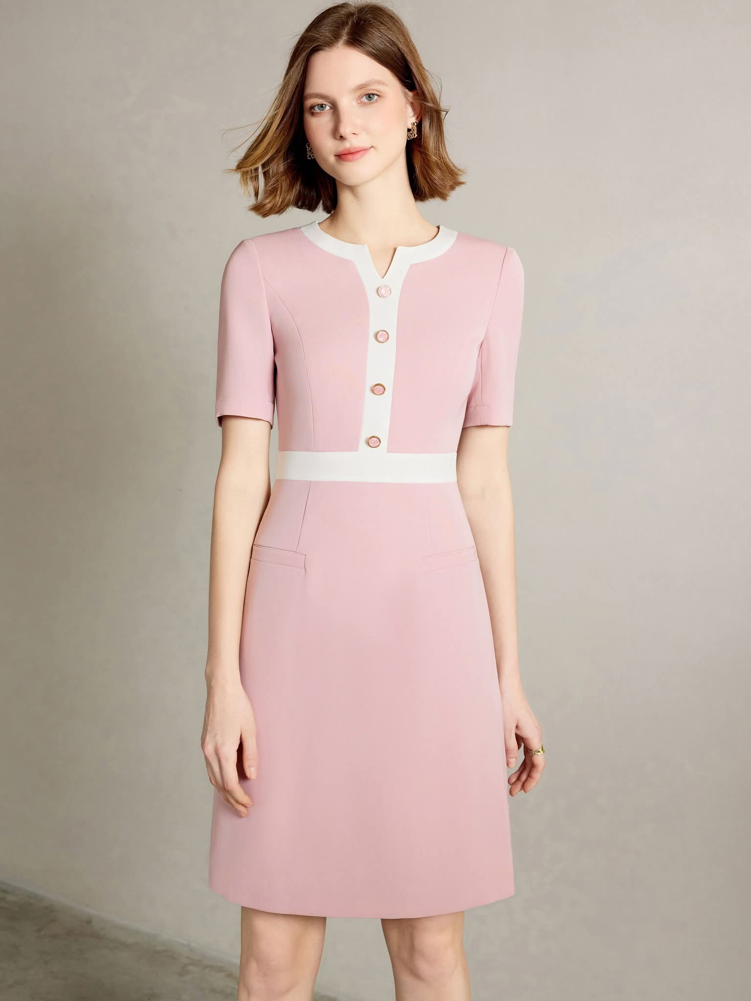 The Rosewood Tailored Dress (Blush Pink)-0