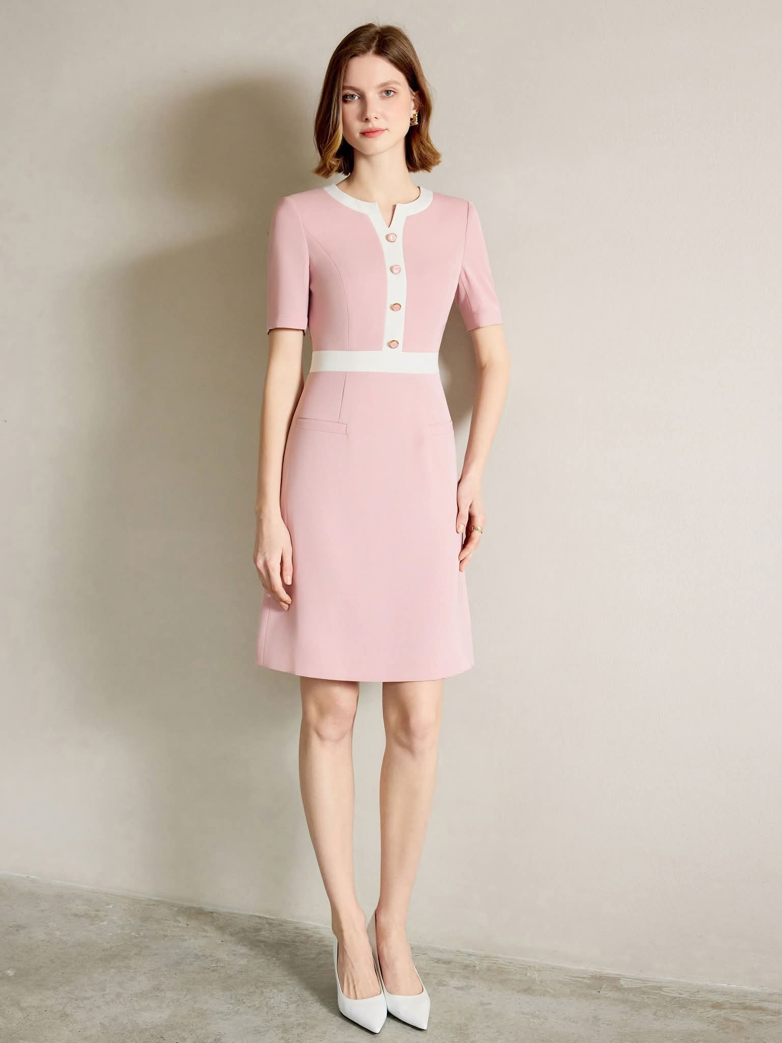 The Rosewood Tailored Dress (Blush Pink)-1