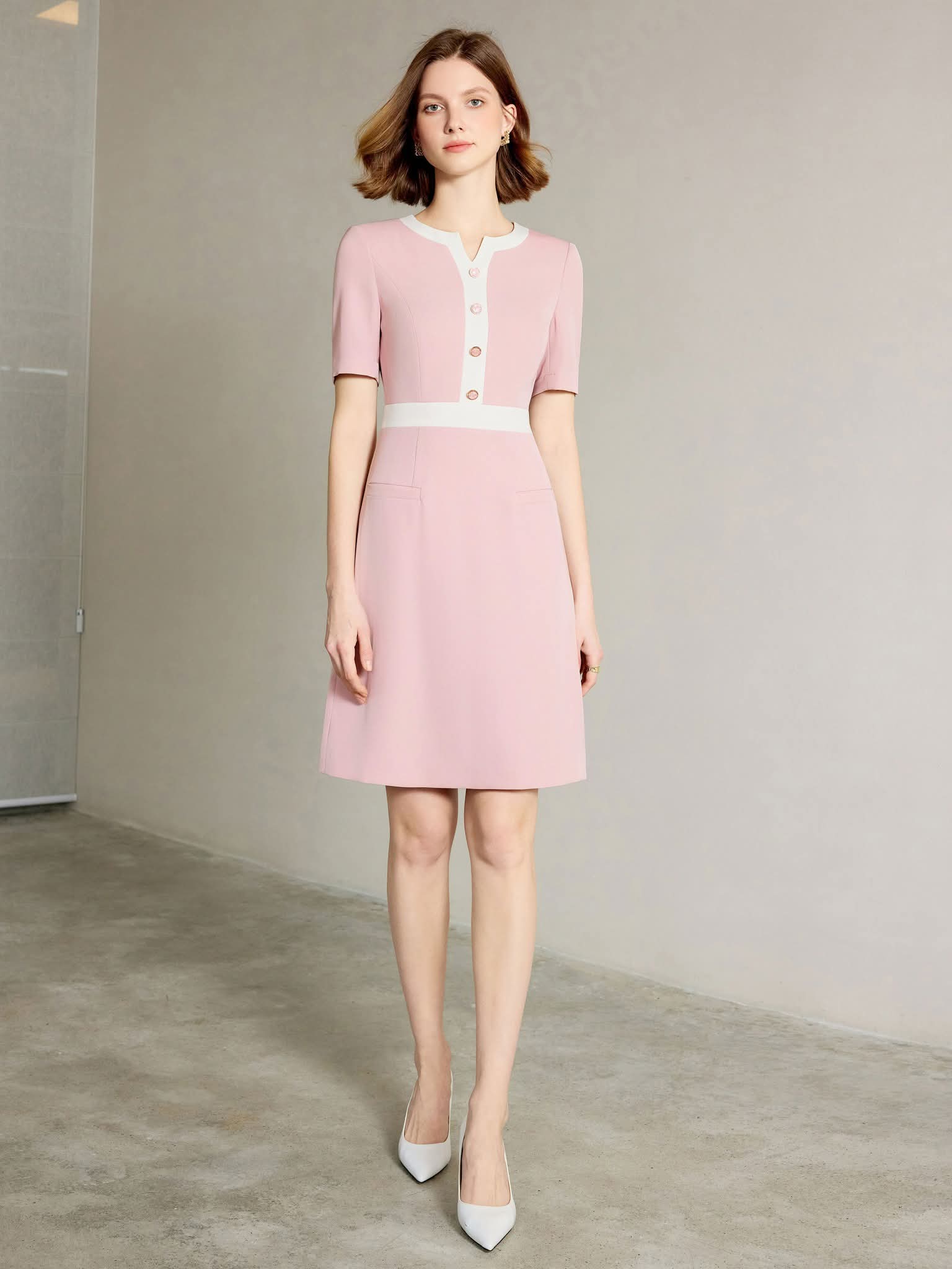 The Rosewood Tailored Dress (Blush Pink)-2