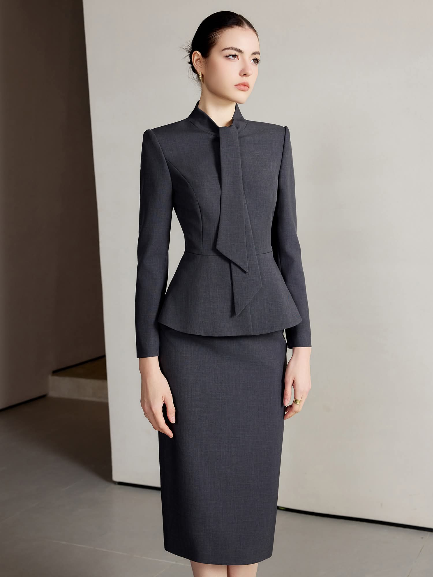 The Noire Élise Tie Detail Skirt Suit-0
