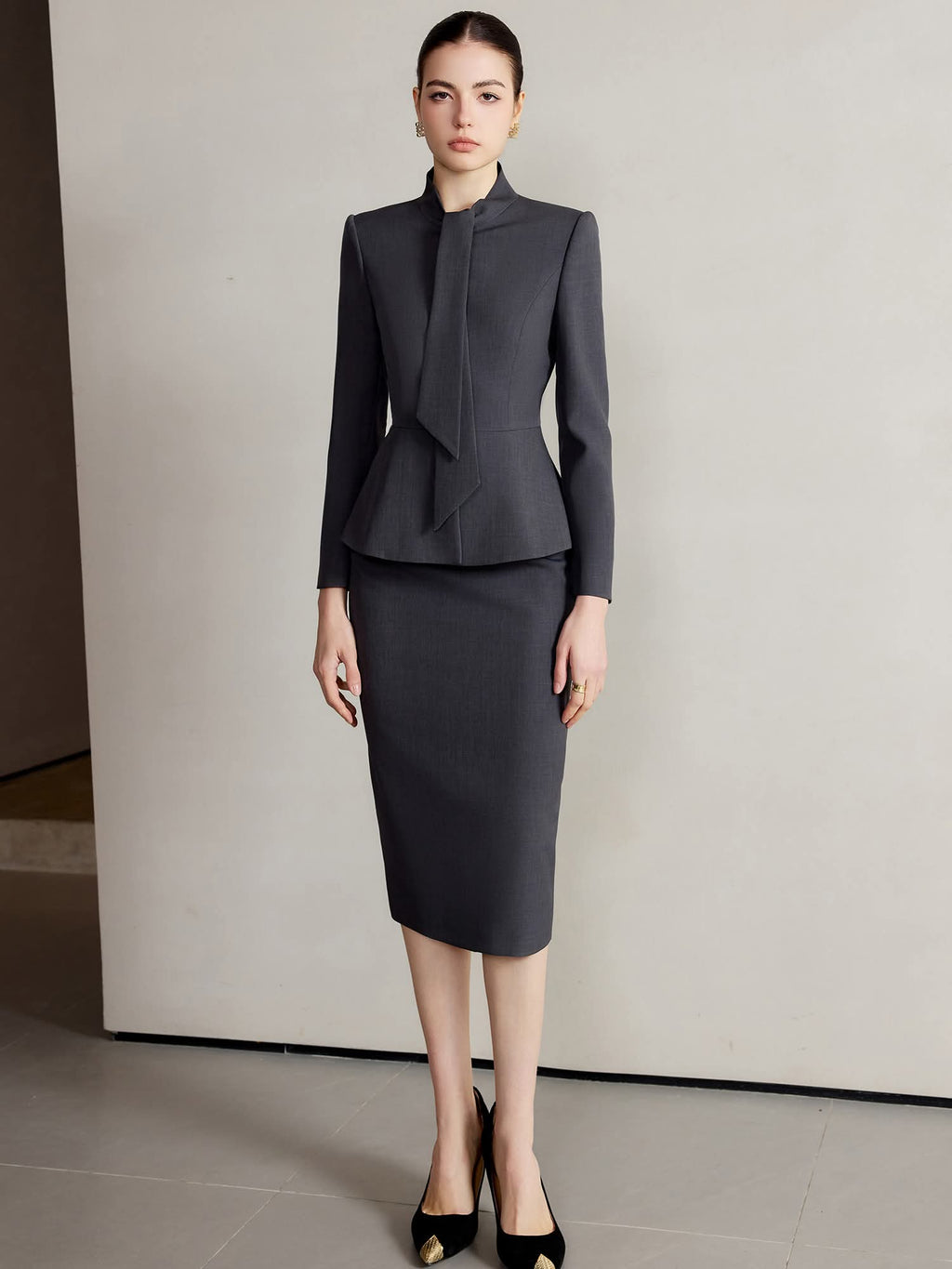 The Noire Élise Tie Detail Skirt Suit-3