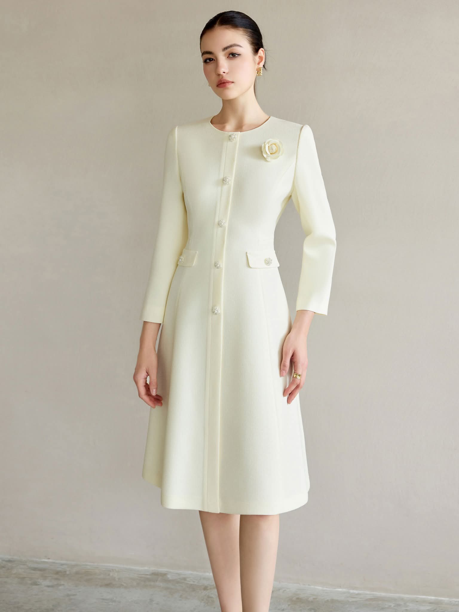 The Ivory Regal Coat Dress-0