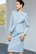 The Belgravia Sculpted Skirt Suit – Powder Blue-0