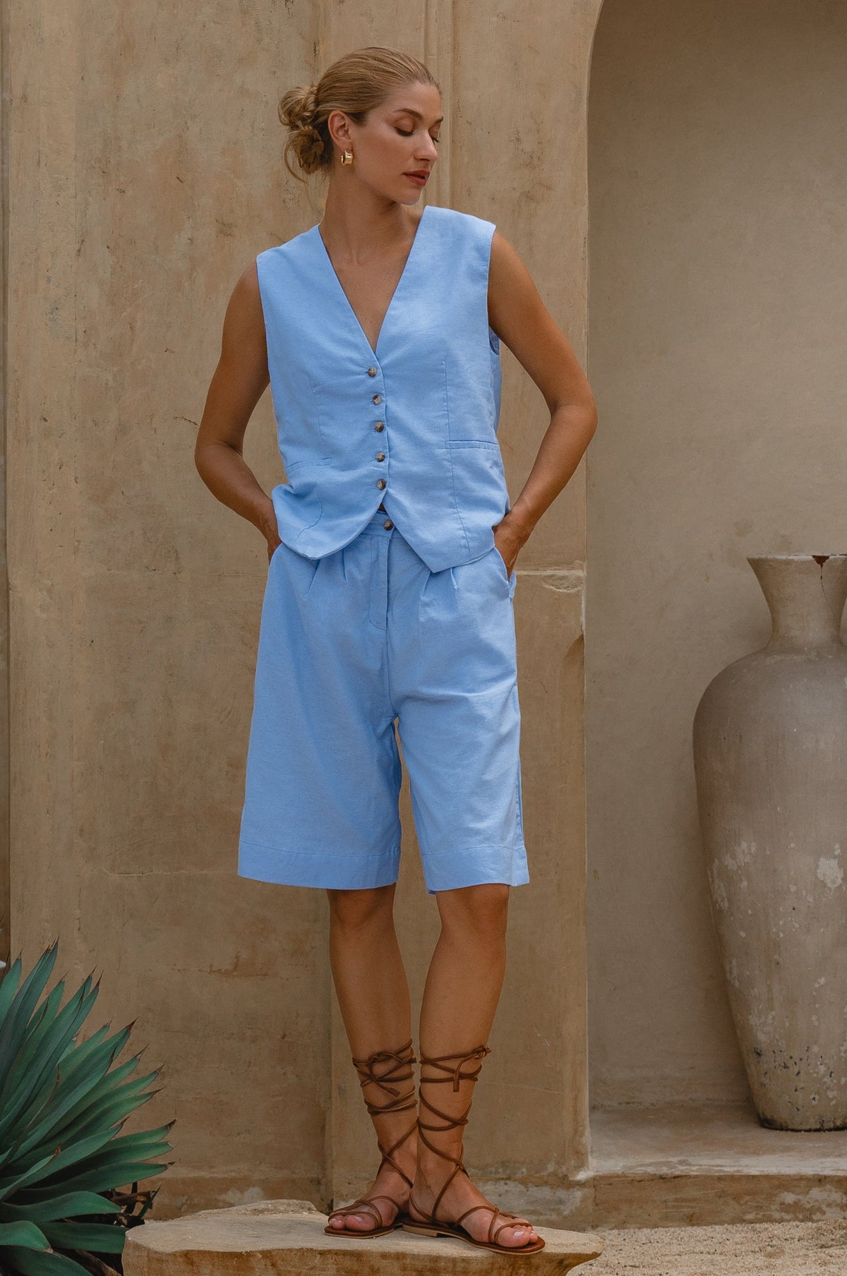 Faro Bermuda Linen Shorts-0