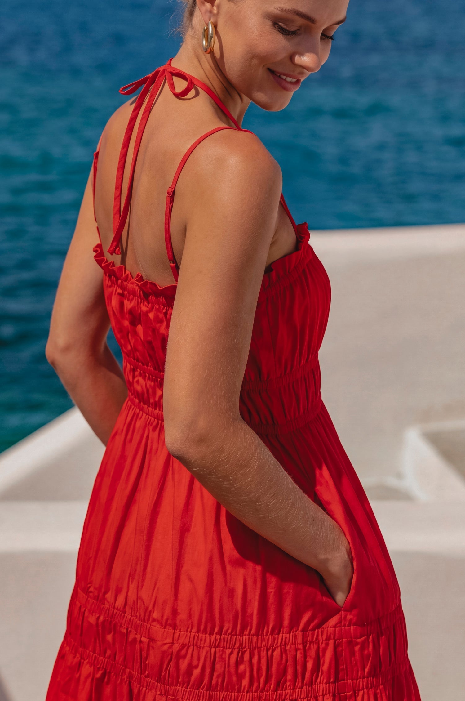 Fiora Cotton Halter Midi Dress-1