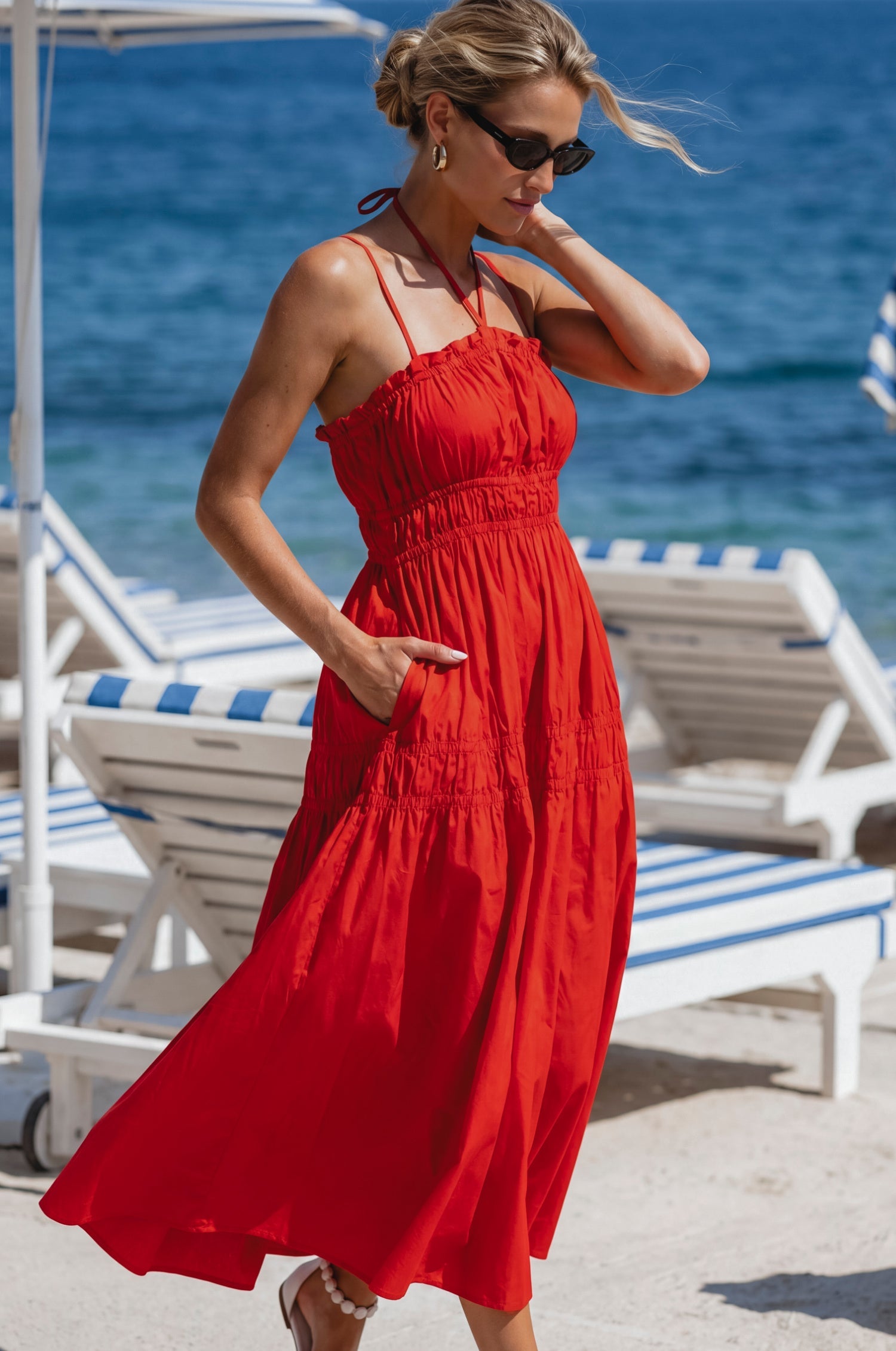 Fiora Cotton Halter Midi Dress-2