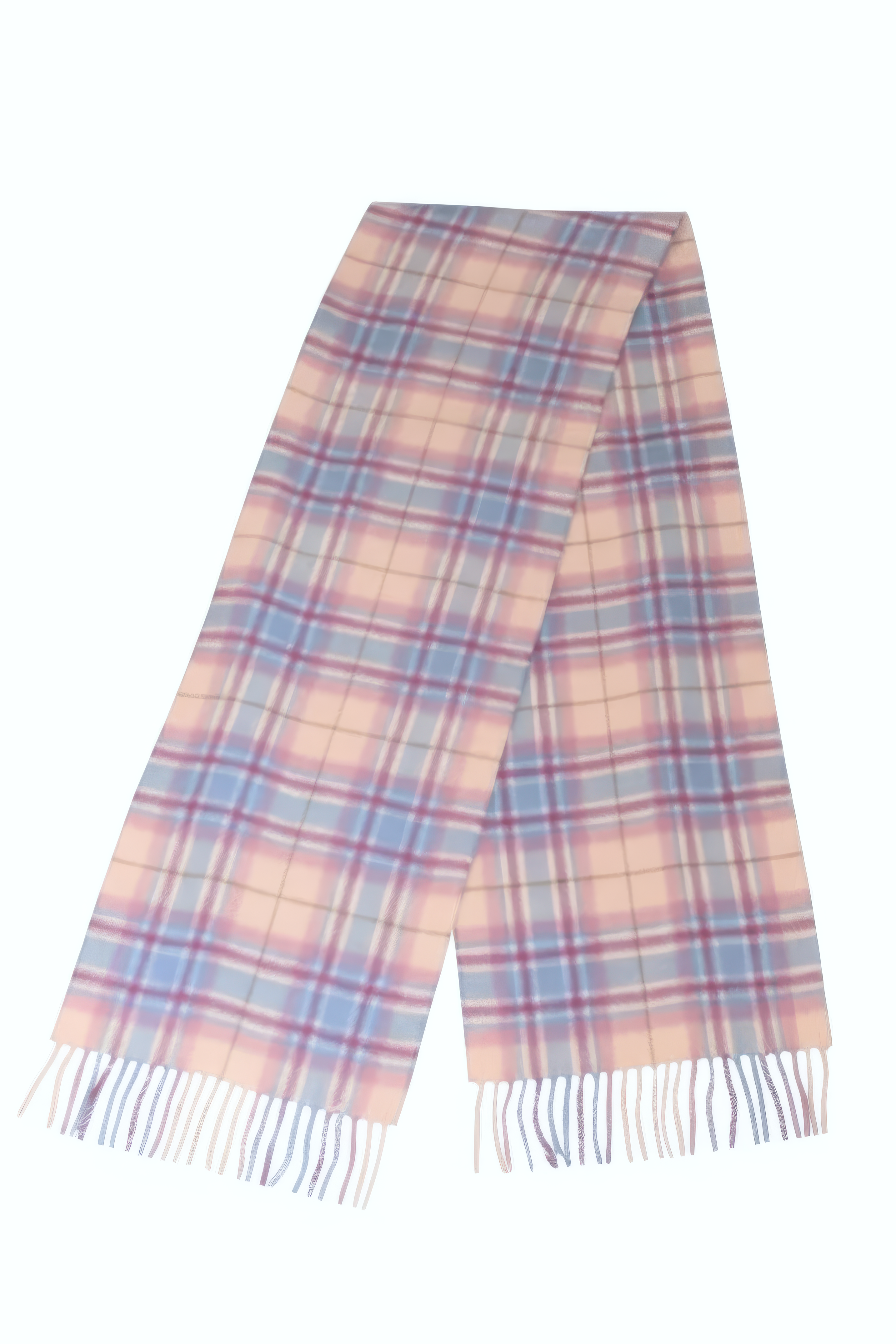 Frothy Pink, Blue & Buff Check Cashmere Scarf-3