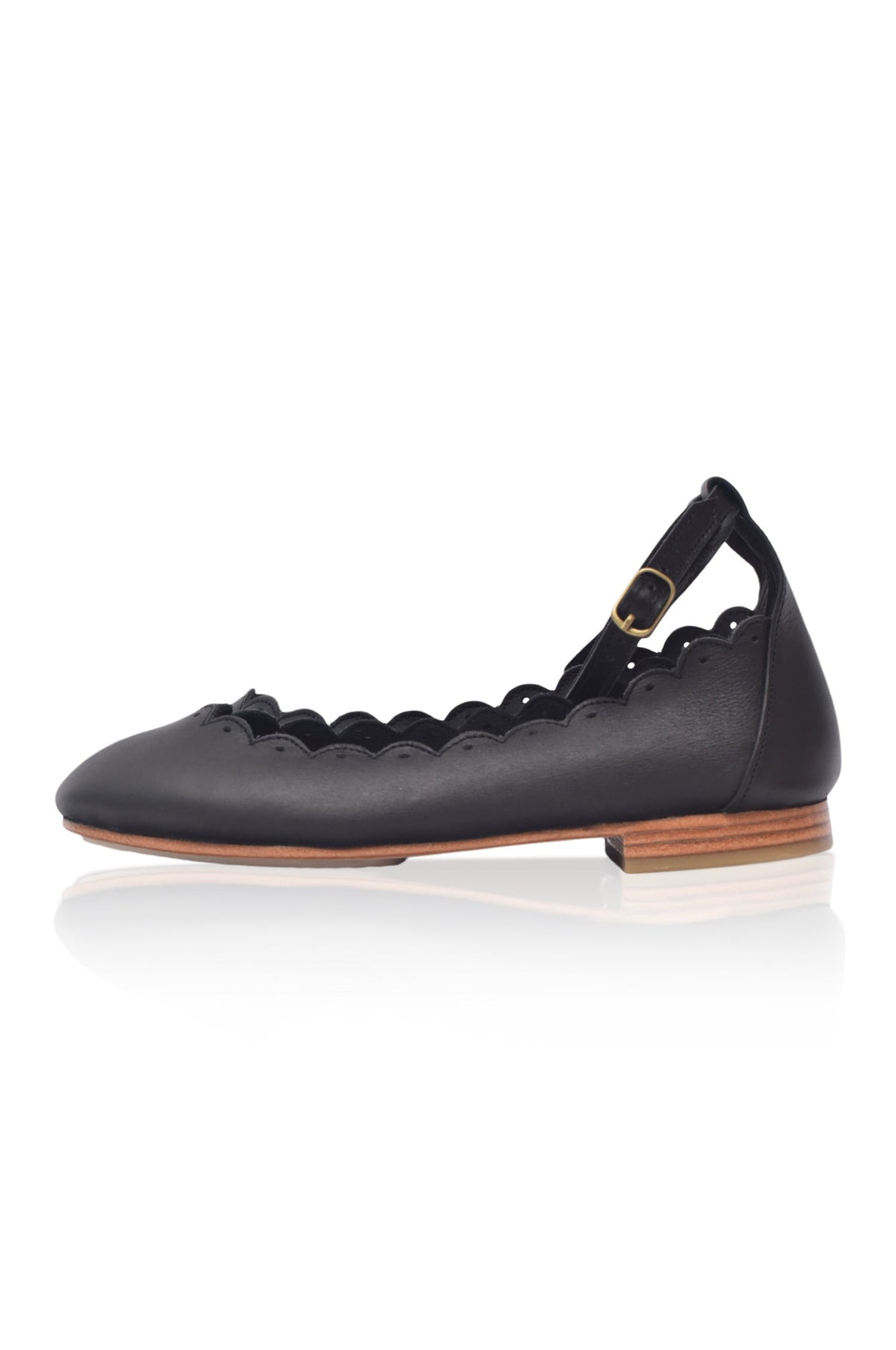 Fleur Scalloped Ankle Strap Flats-6