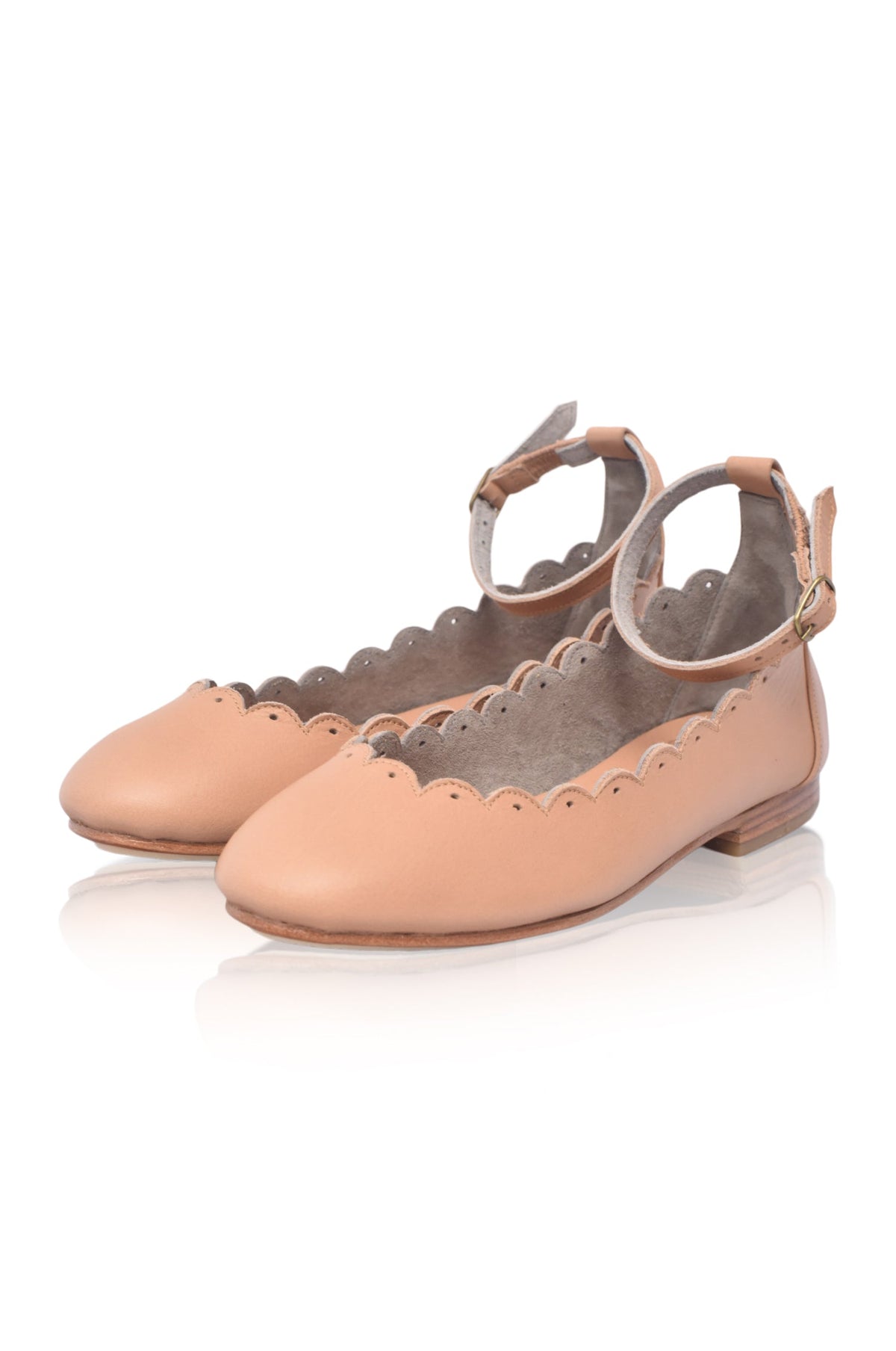 Fleur Scalloped Ankle Strap Flats-2