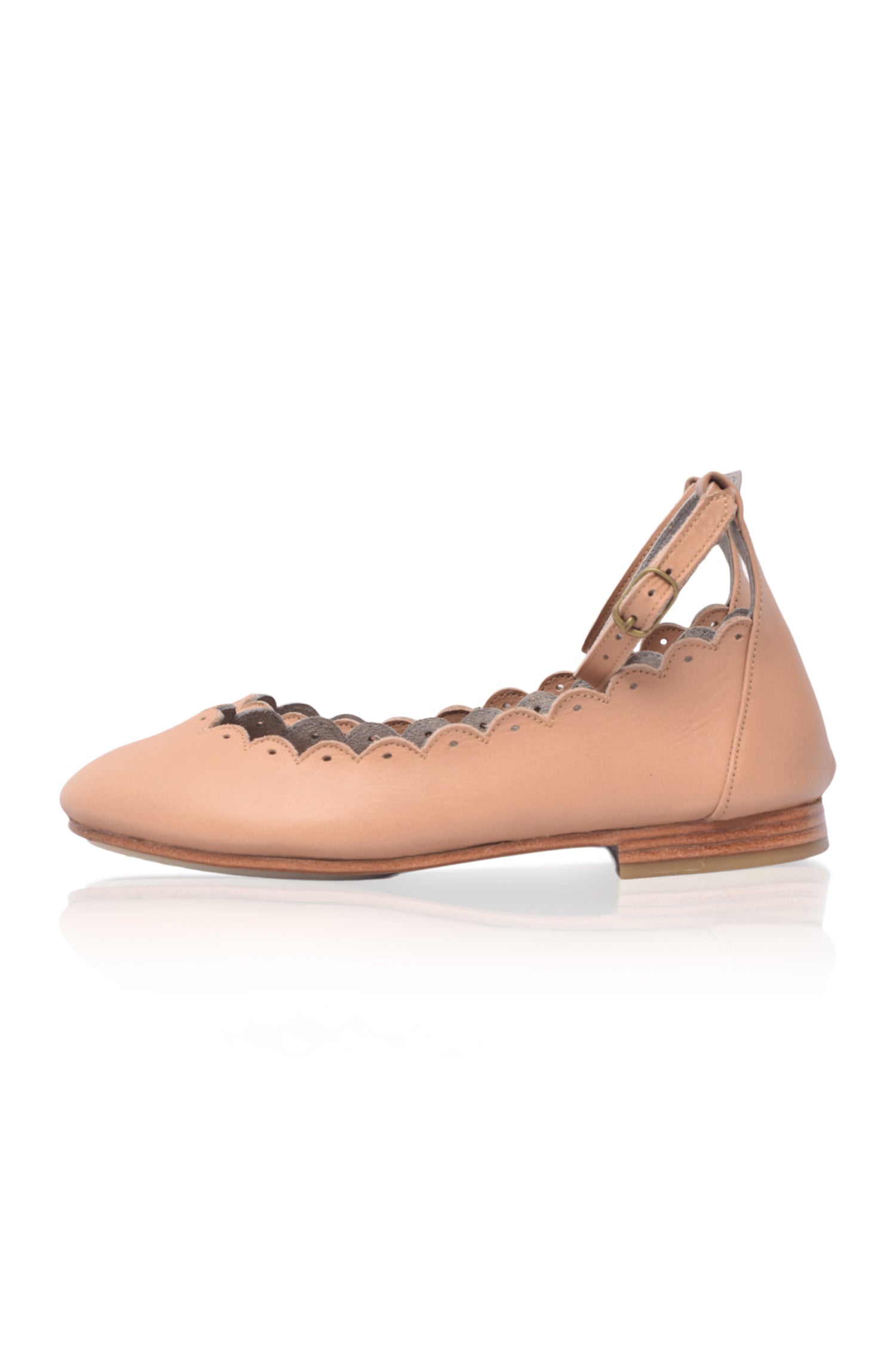 Fleur Scalloped Ankle Strap Flats-5