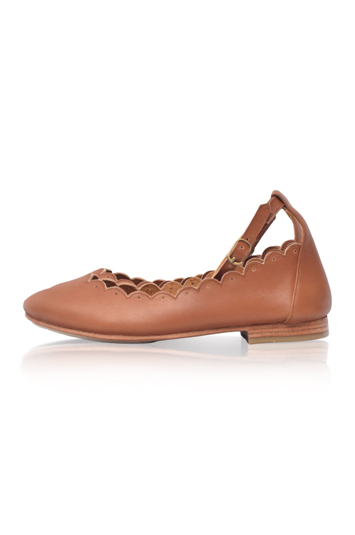 Fleur Scalloped Ankle Strap Flats-3