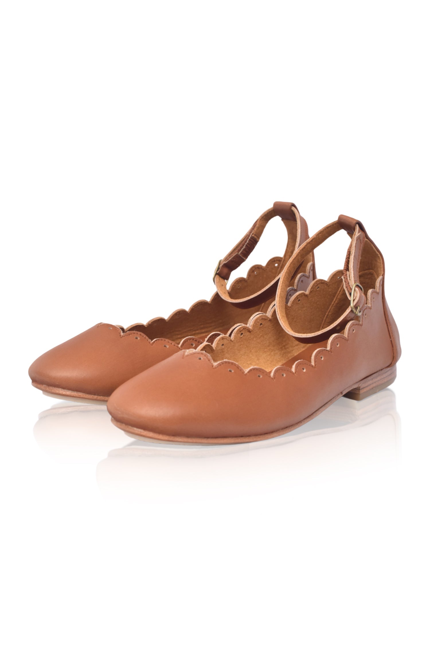 Fleur Scalloped Ankle Strap Flats-2