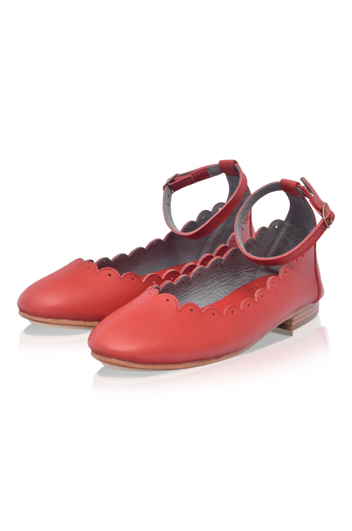 Fleur Scalloped Ankle Strap Flats-2