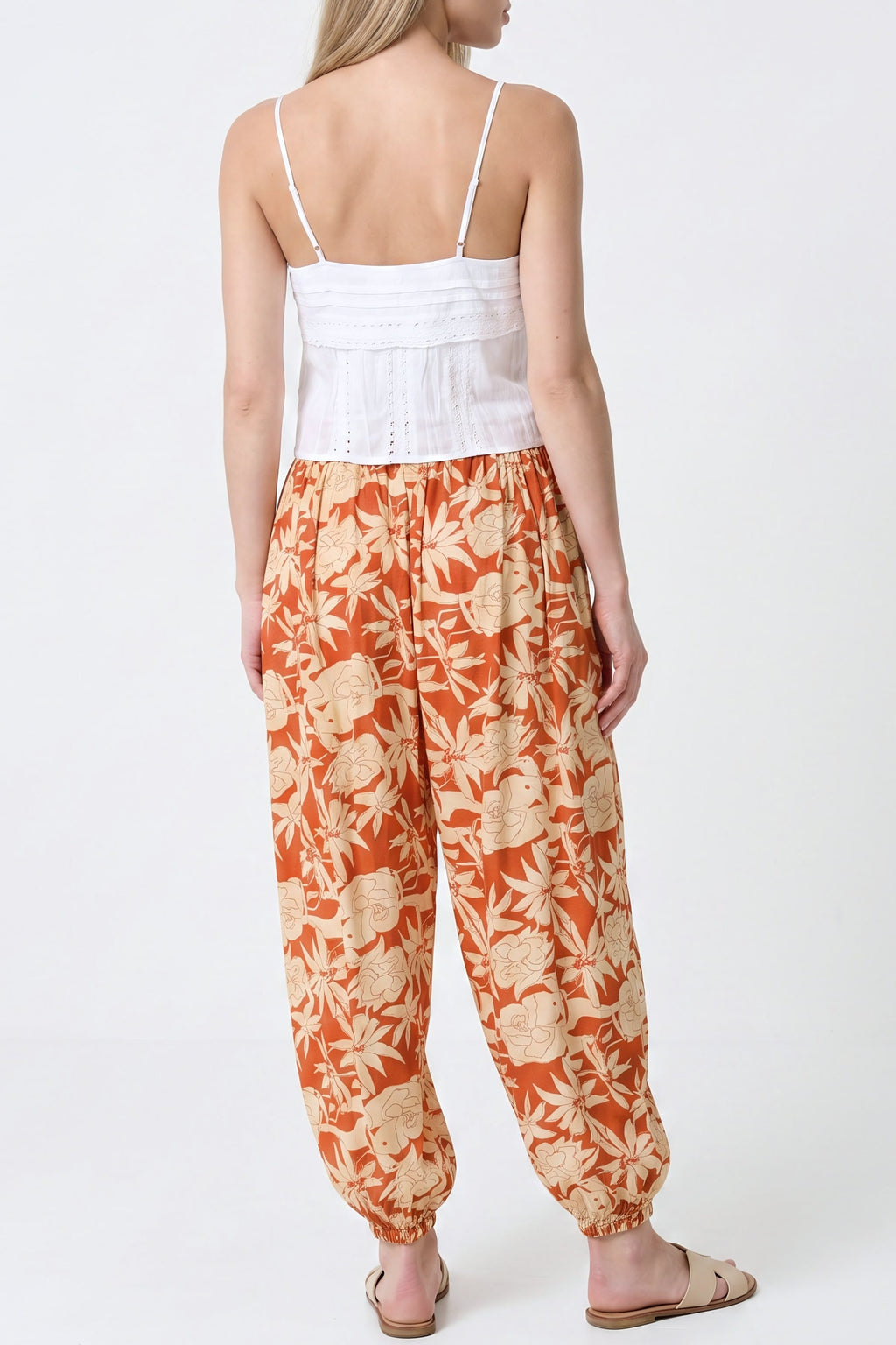 Orange Floral Balloon Trousers-3