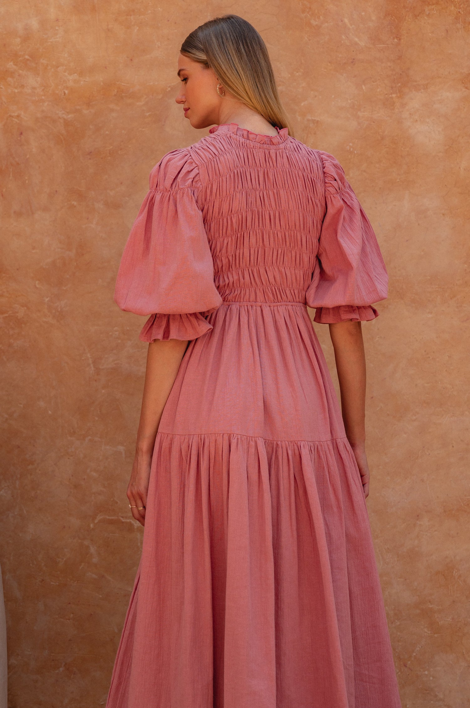 Florence Smocked Linen Midi Dress-2