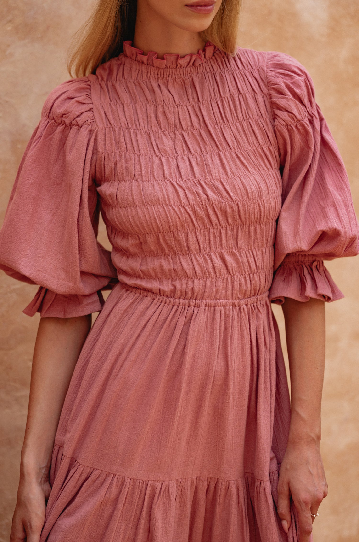 Florence Smocked Linen Midi Dress-3