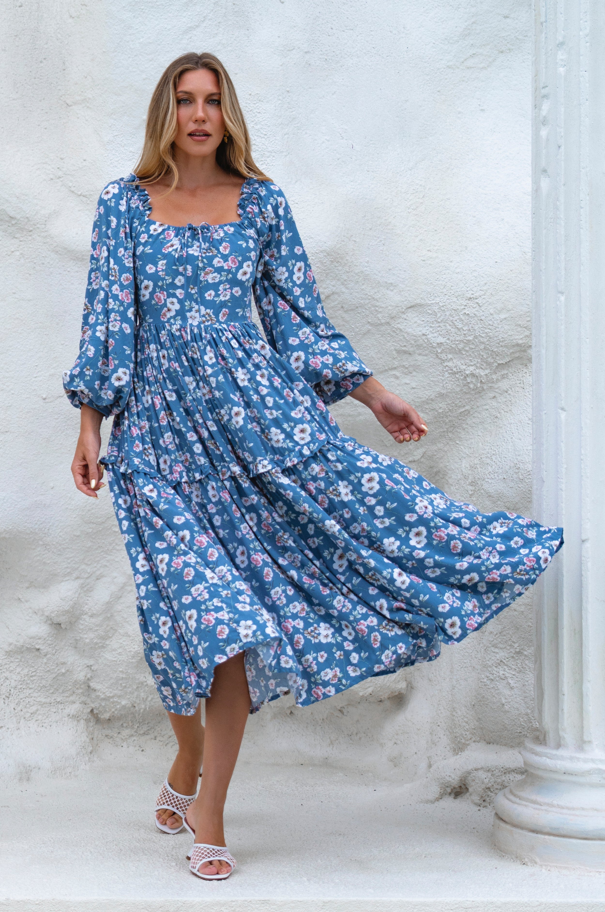 Floriana Long Sleeve Midi Dress-3