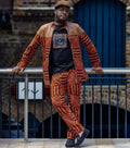 African Print Jacket- Chocolate Brown-0
