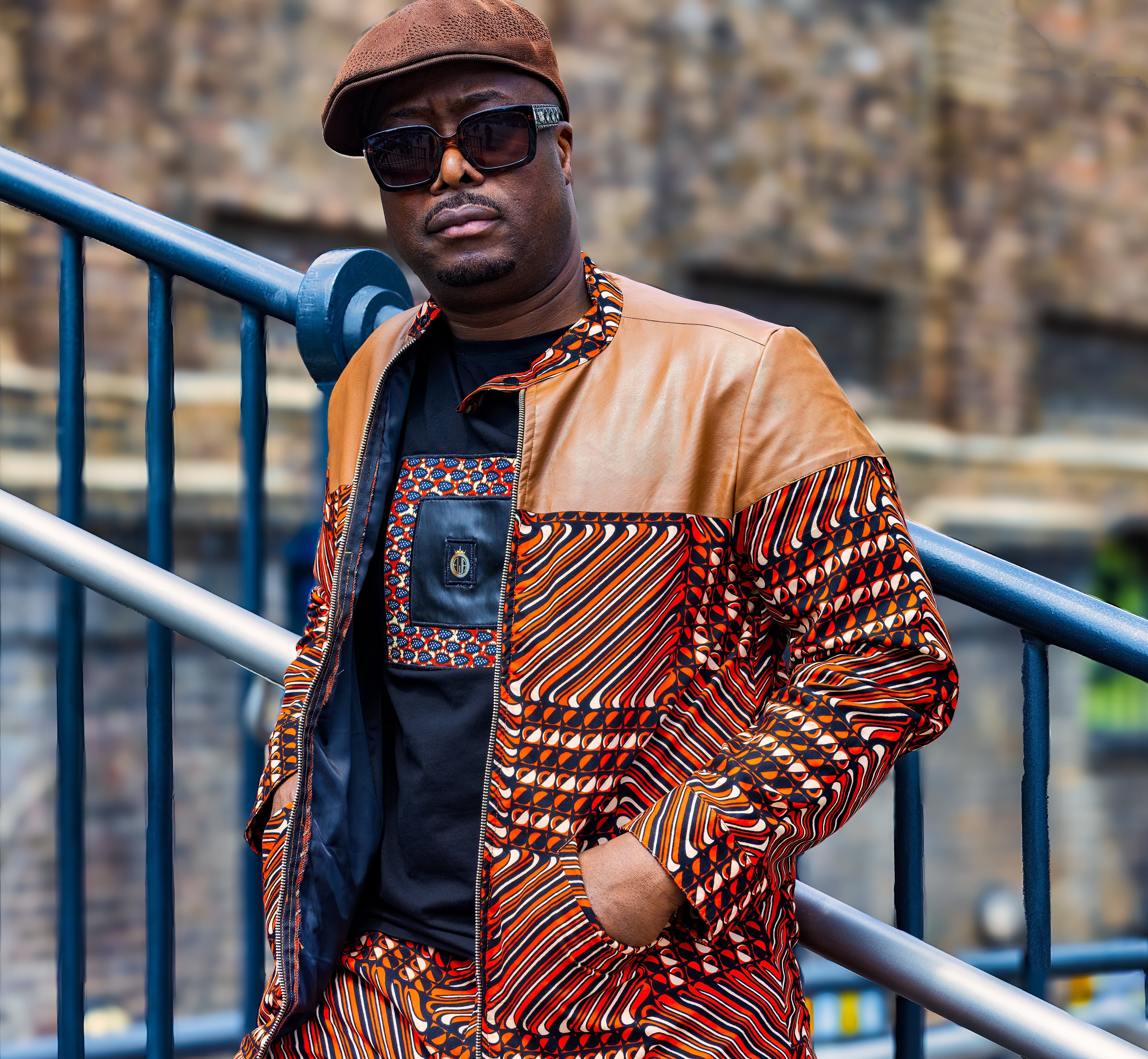 African Print Jacket- Chocolate Brown-1