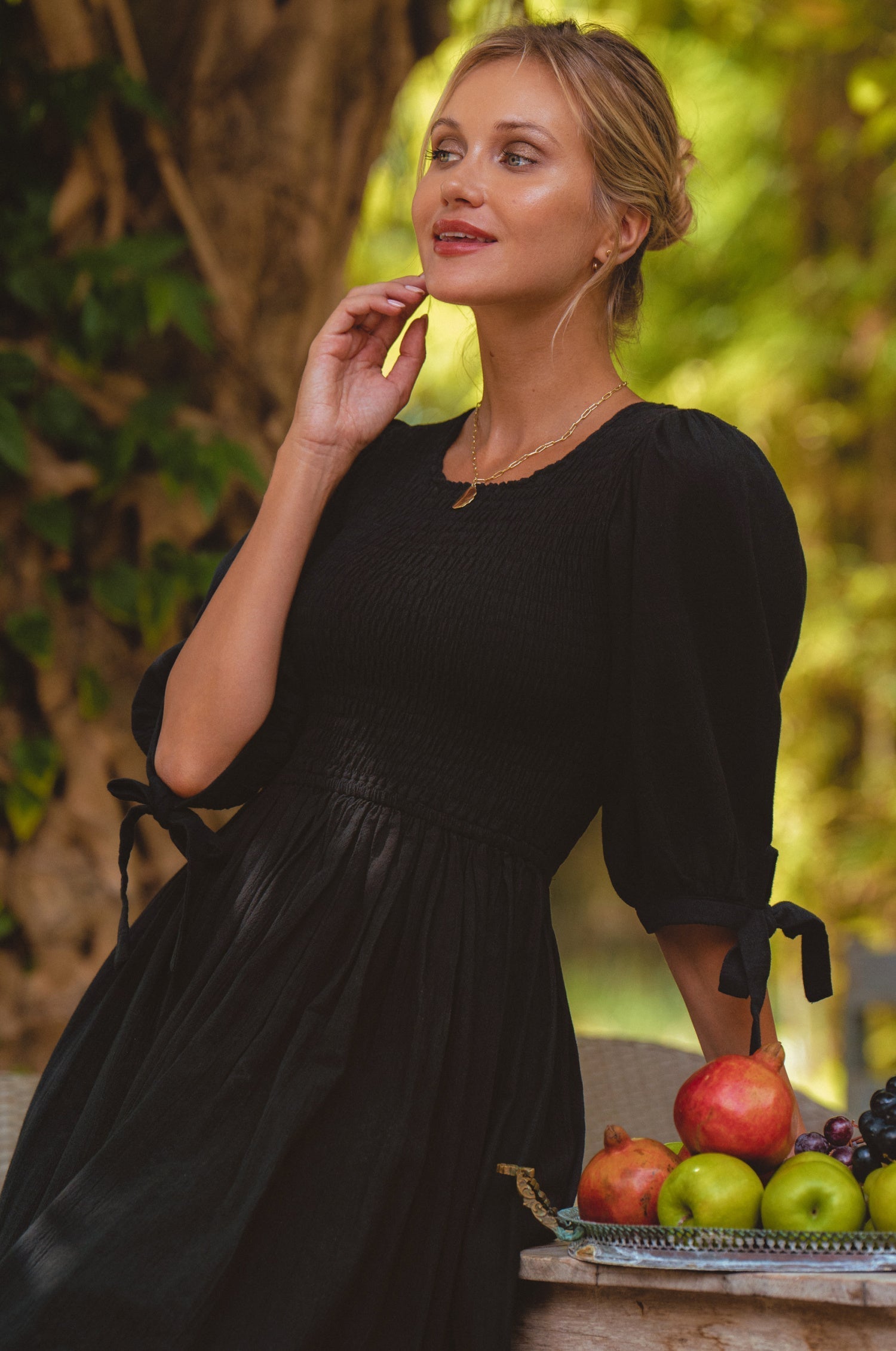 Freya Smocked Linen Midi Dress-3