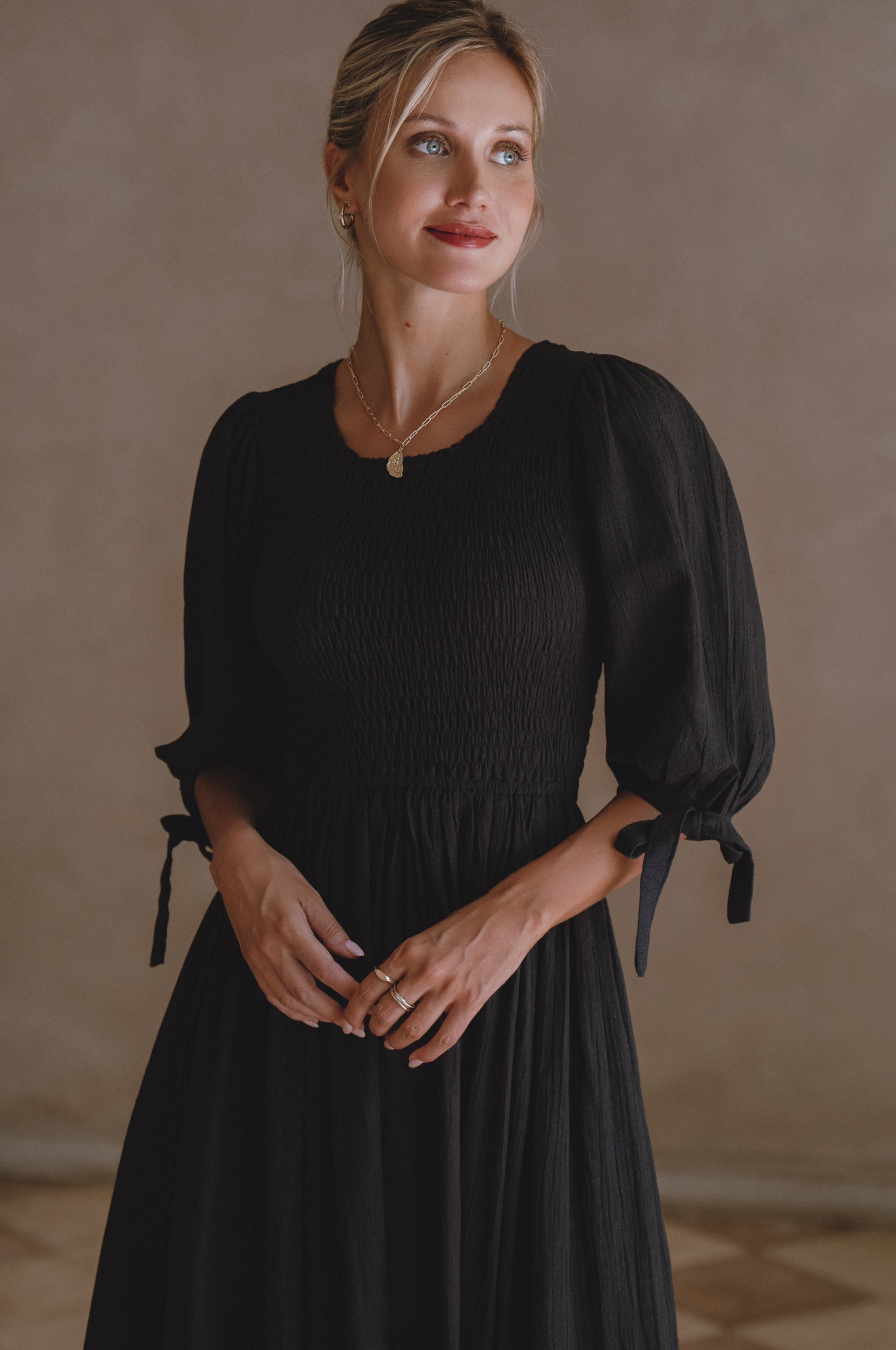 Freya Smocked Linen Midi Dress-4
