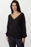 Black V-Neck Jumper-0