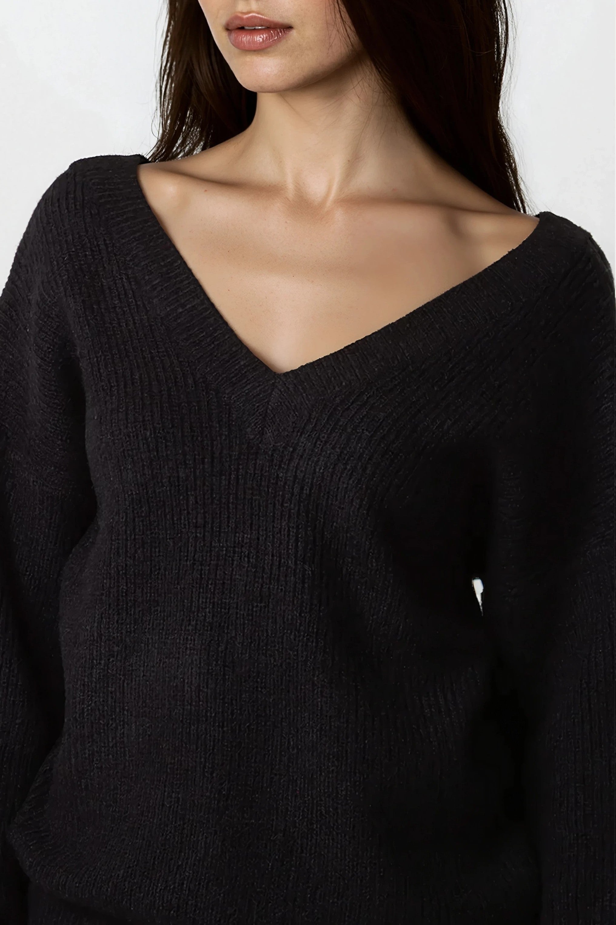 Black V-Neck Jumper-1