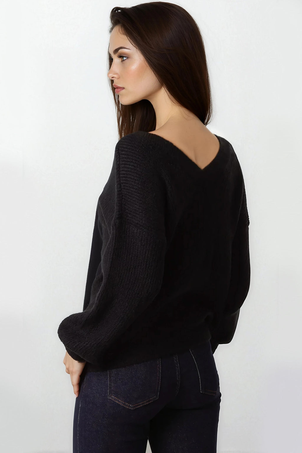 Black V-Neck Jumper-2