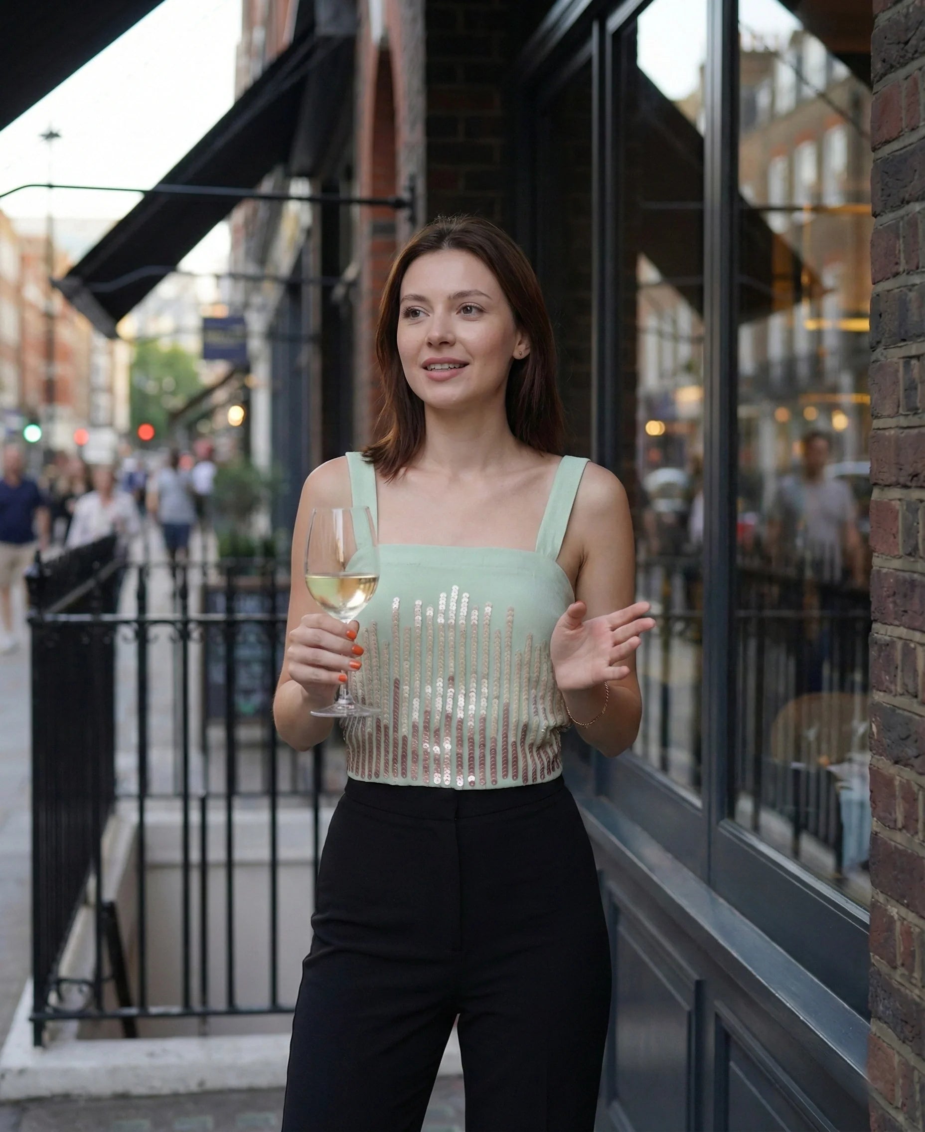 Crop Top with Hand Embroidered Gradient Sequins-0