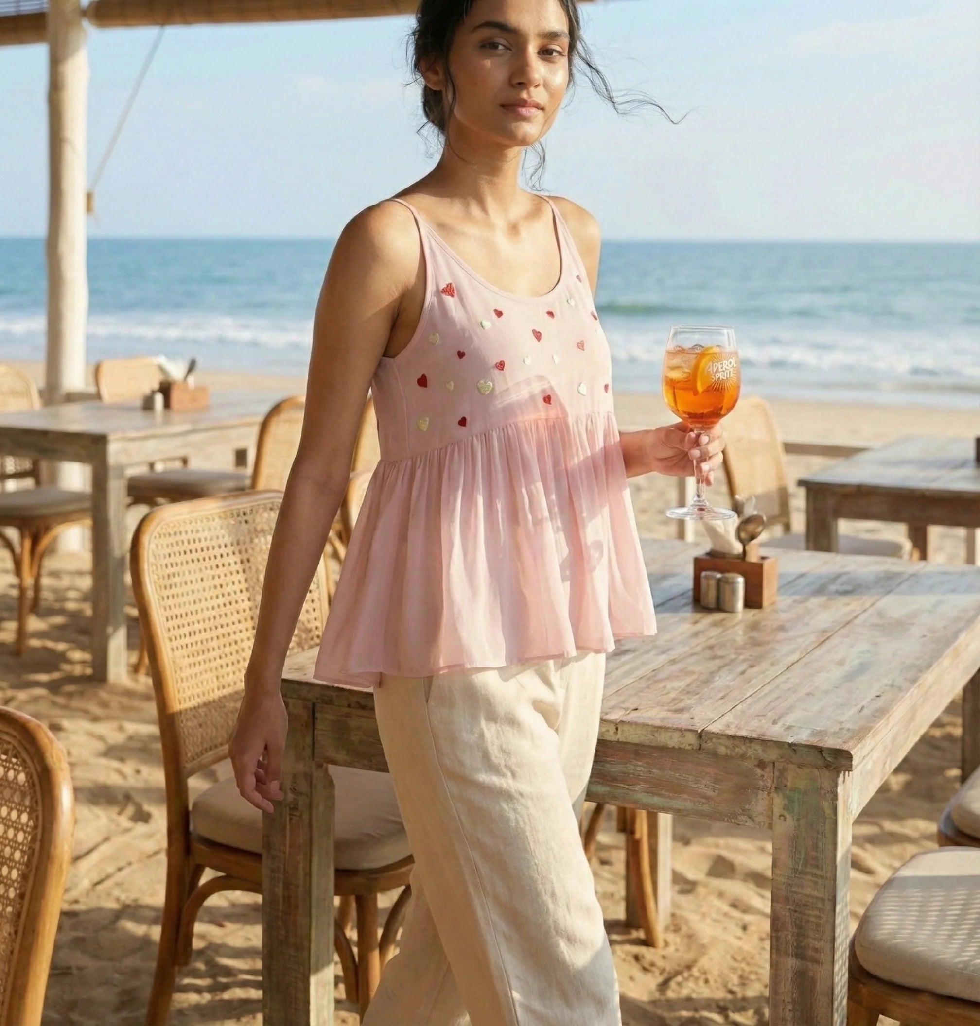 Lavender Satin Sequin Embroidered Top-1