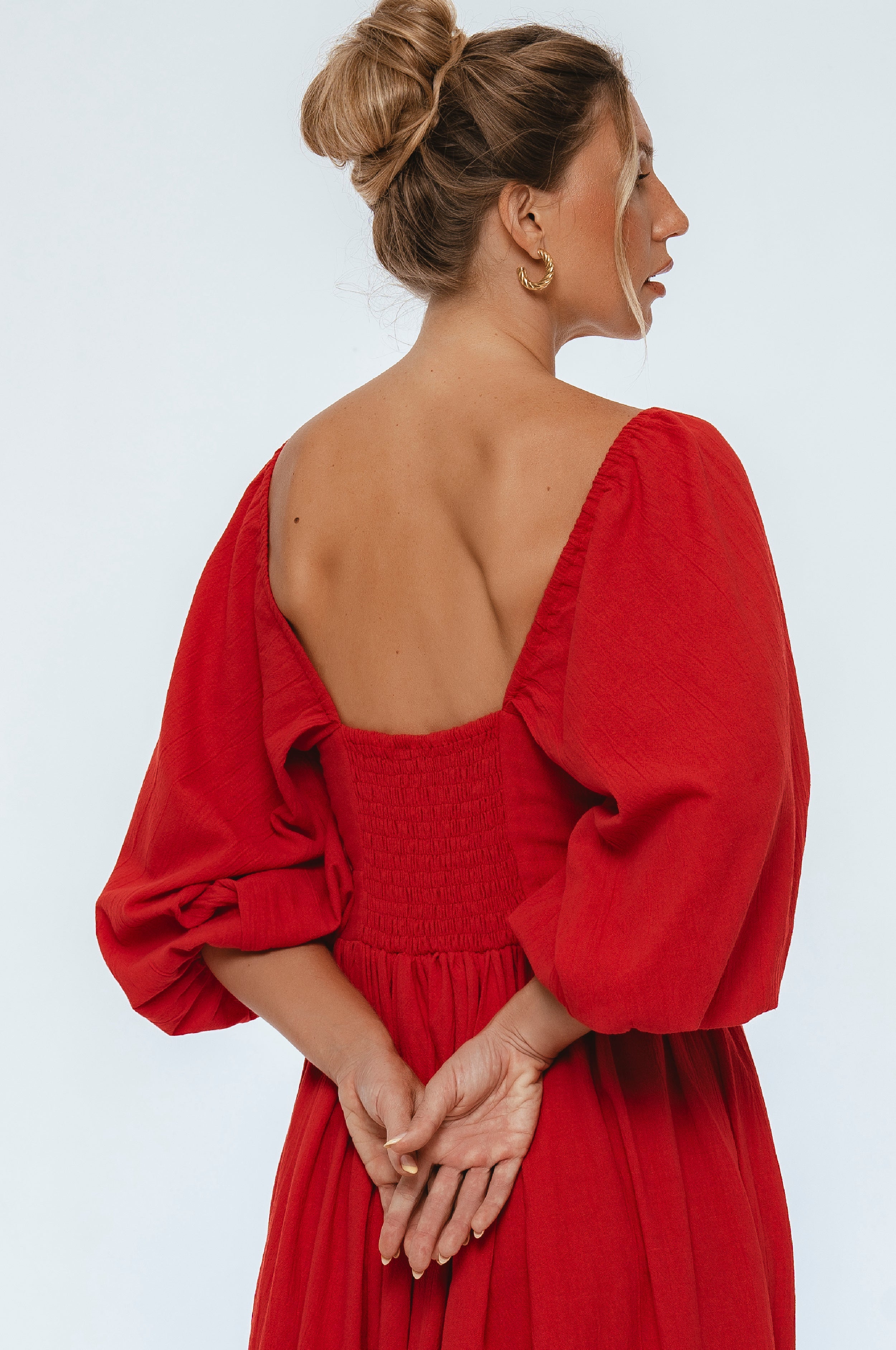 Genevieve Puff Sleeve Midi Dress-4