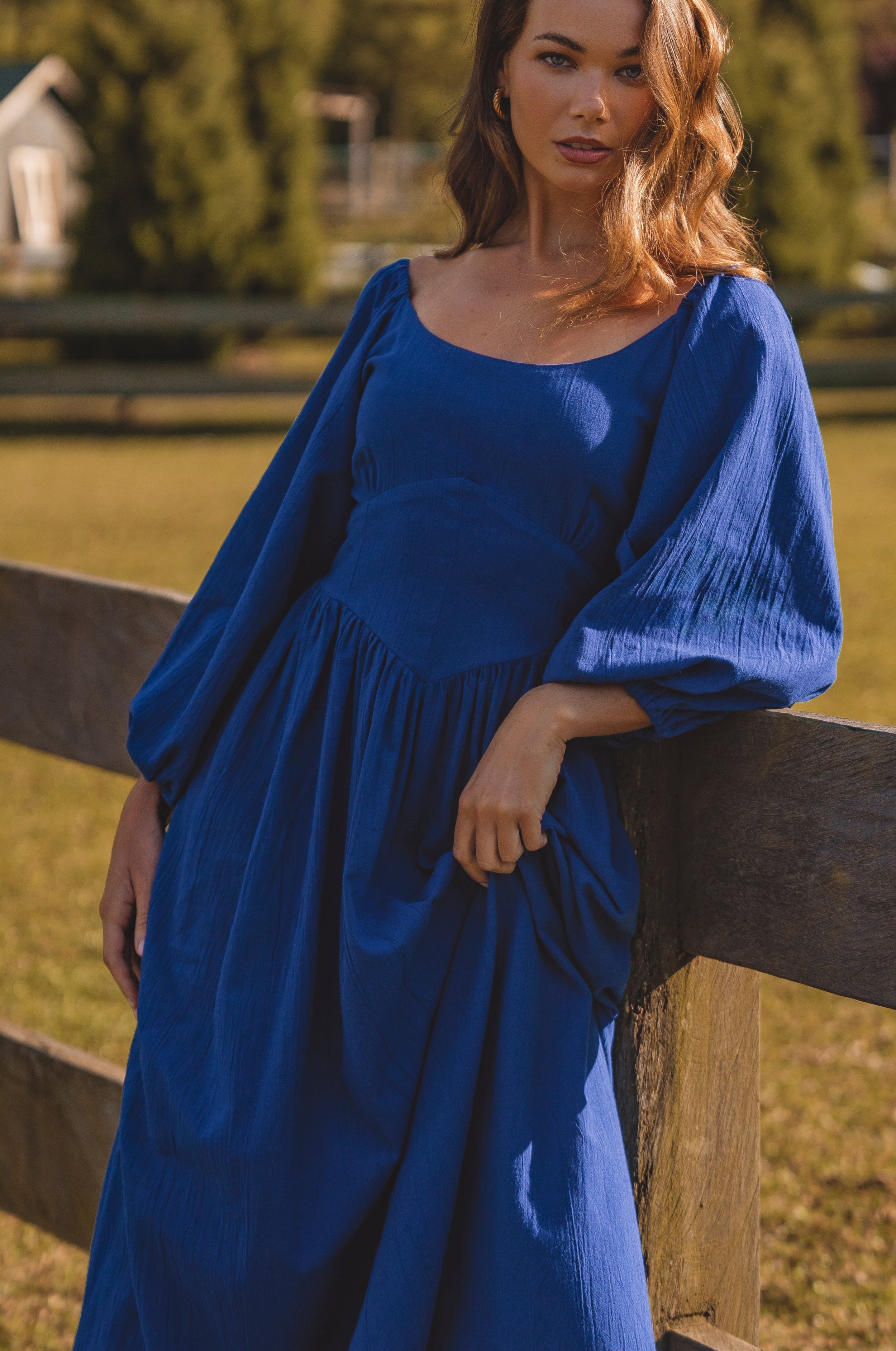 Genevieve Puff Sleeve Midi Dress-1