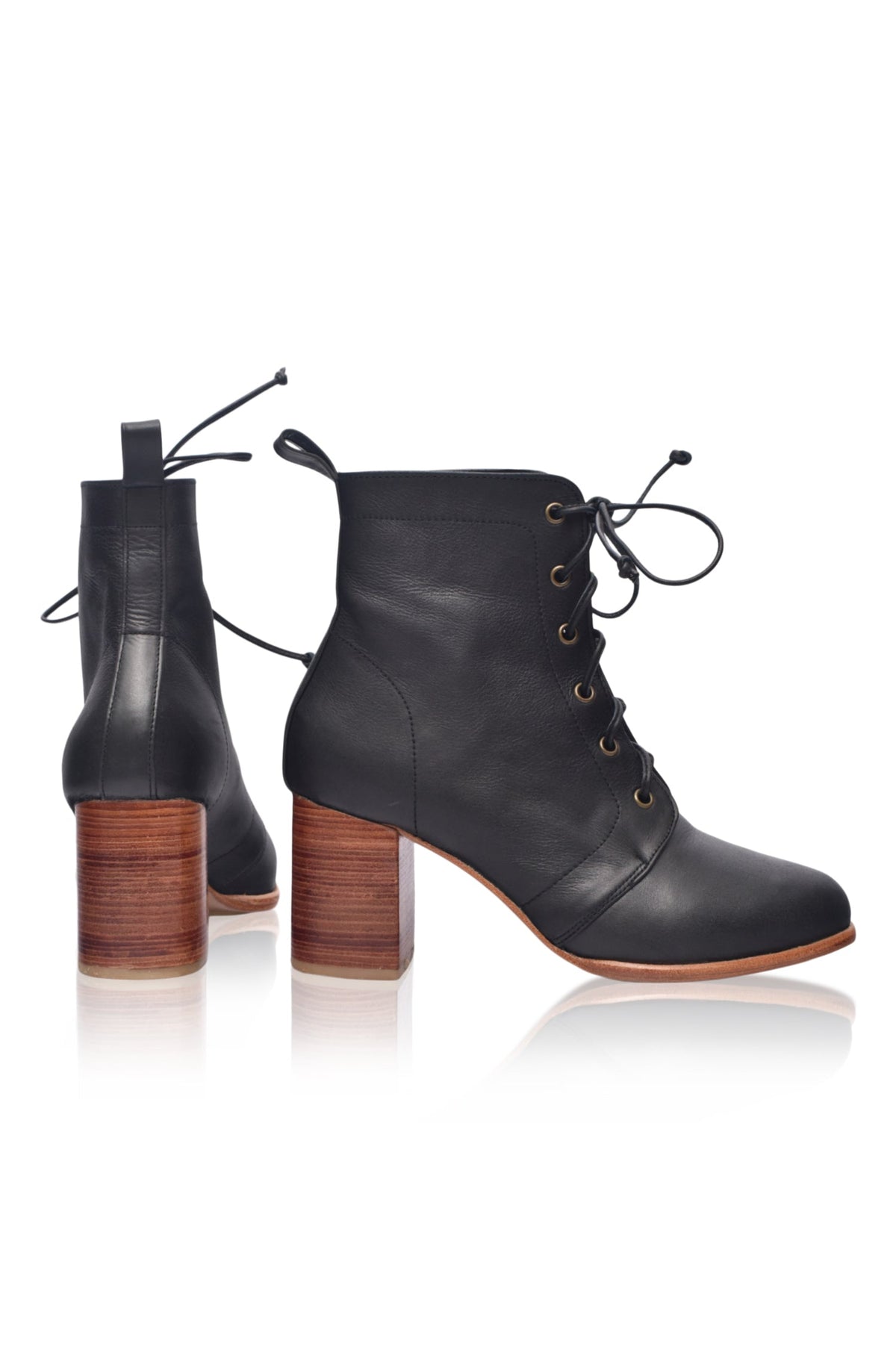 Giselle Lace-Up Leather Heel Booties-3