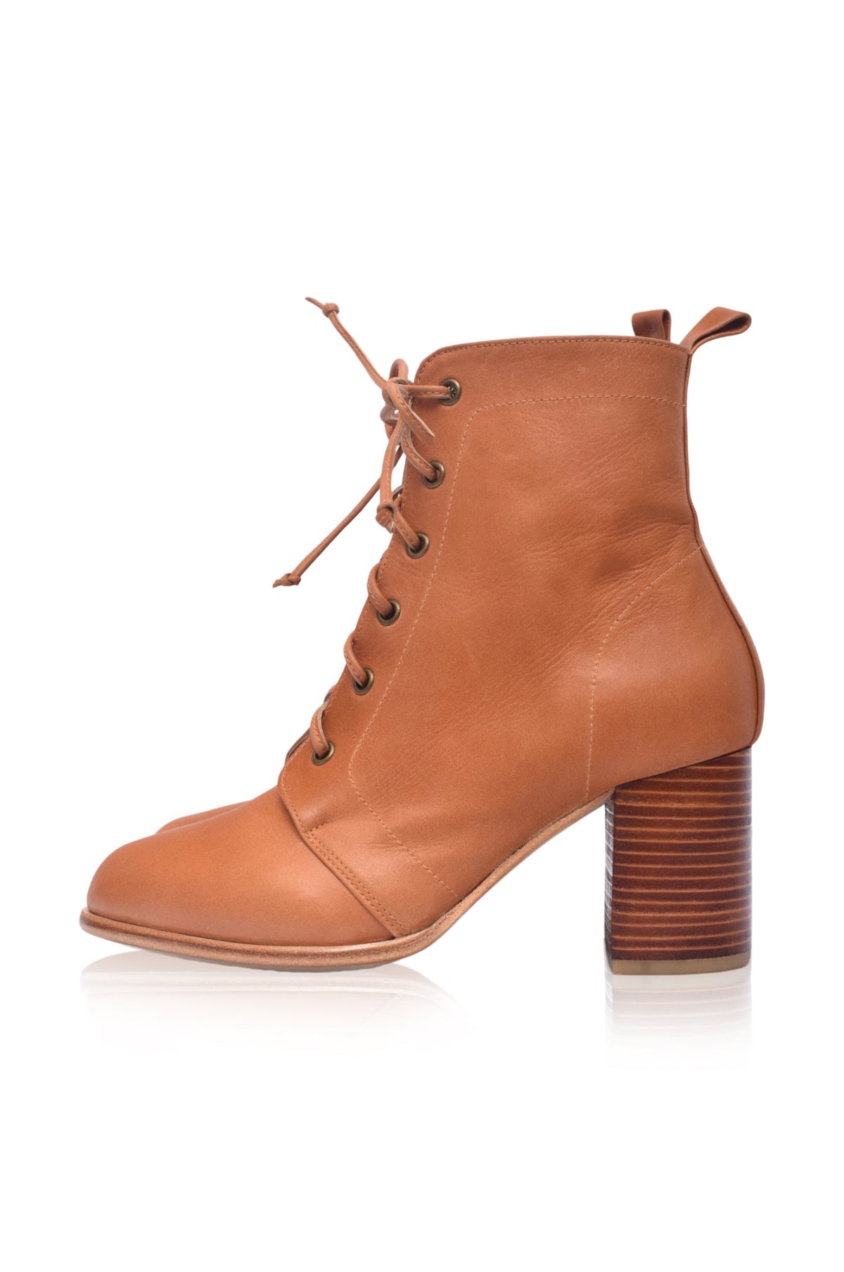 Giselle Lace-Up Leather Heel Booties-5