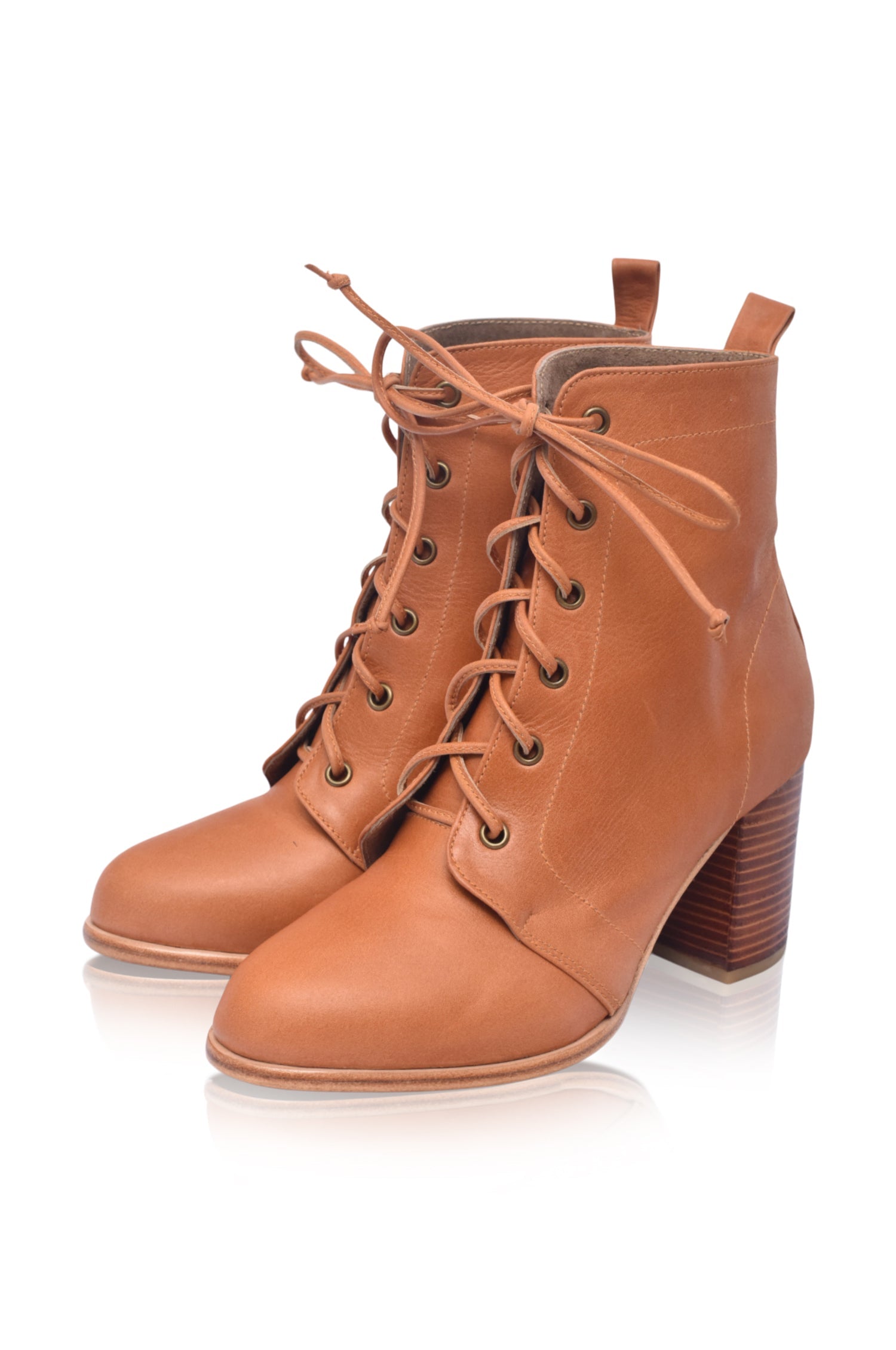 Giselle Lace-Up Leather Heel Booties-2